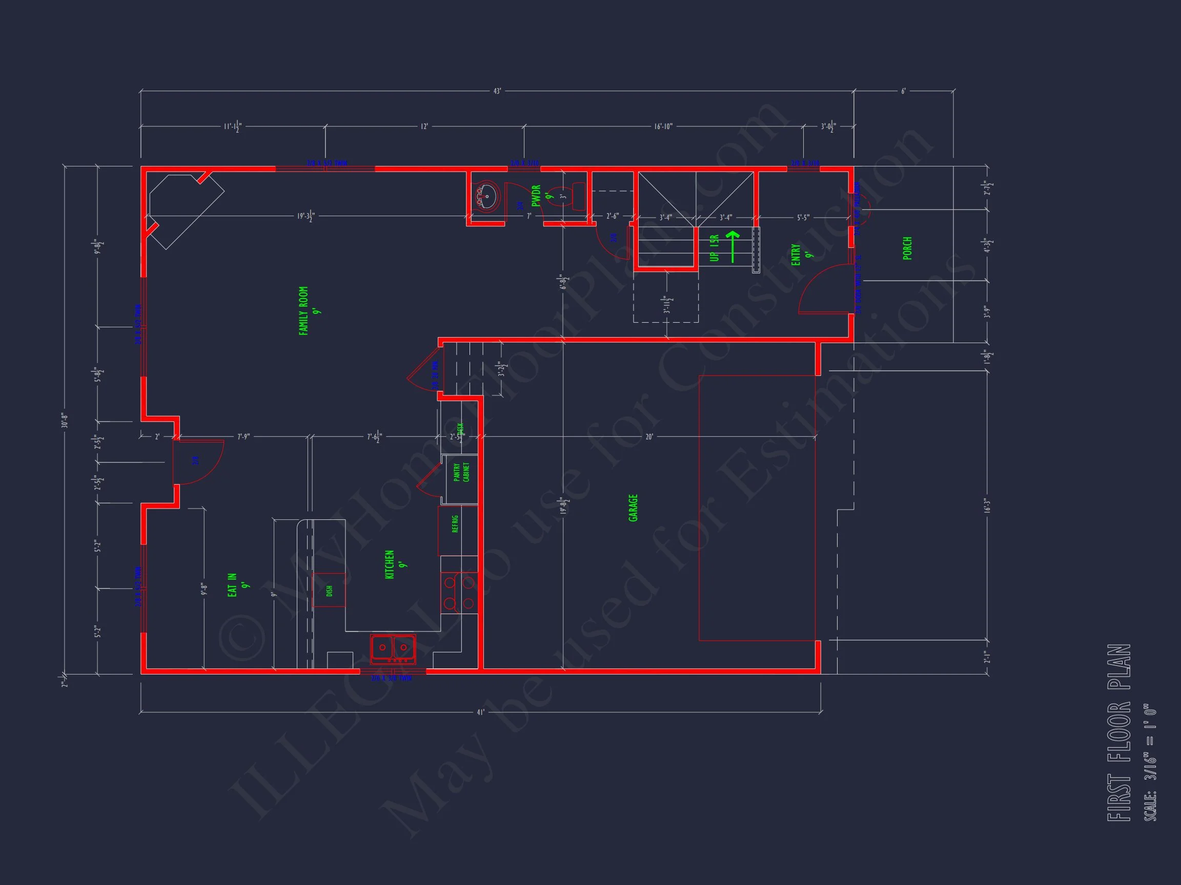 Modern Suburban house Plan with CAD Blueprints & Floor Designs