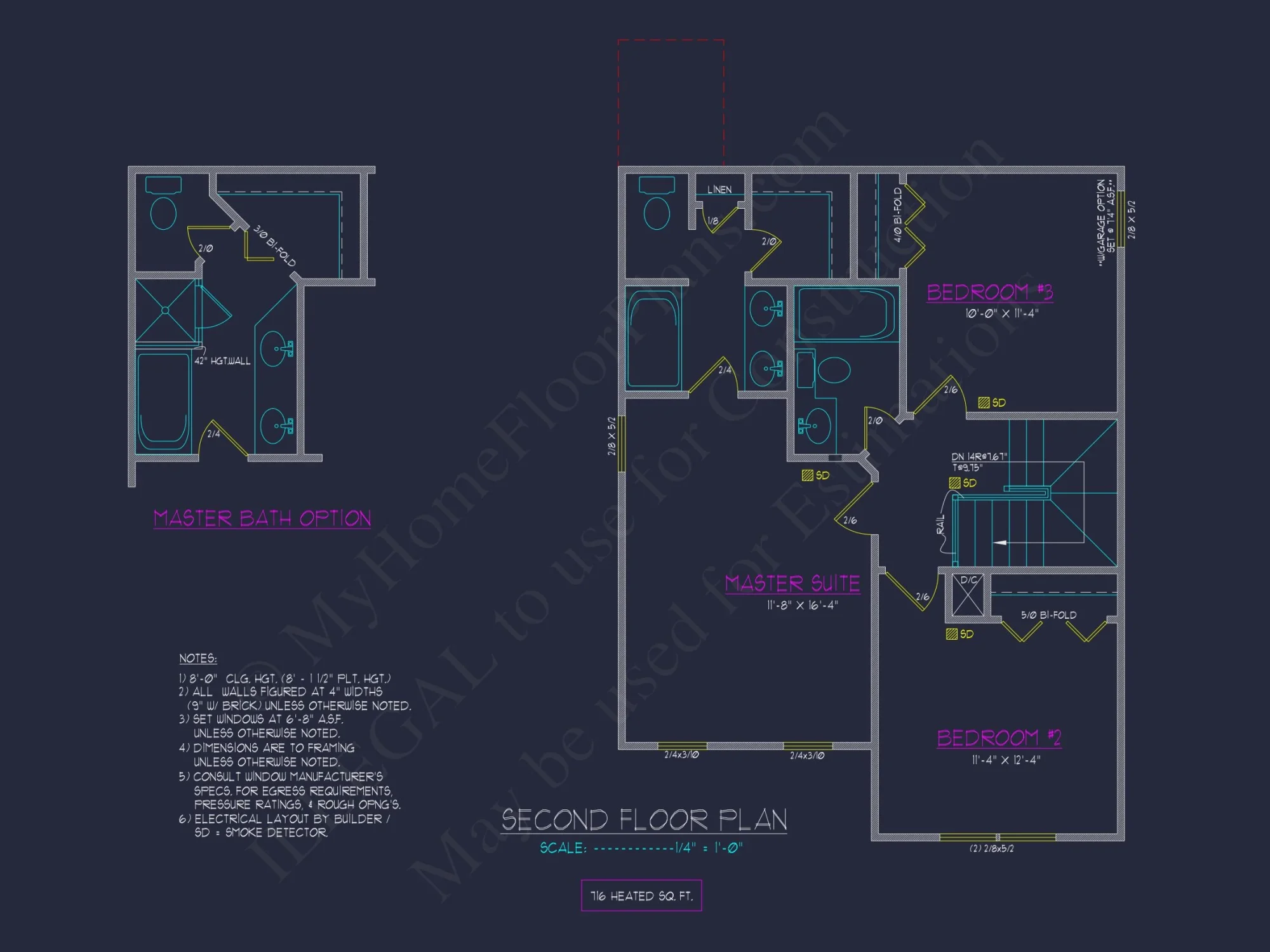 Modern house Floor Plan with 2-Story CAD Blueprint Designs