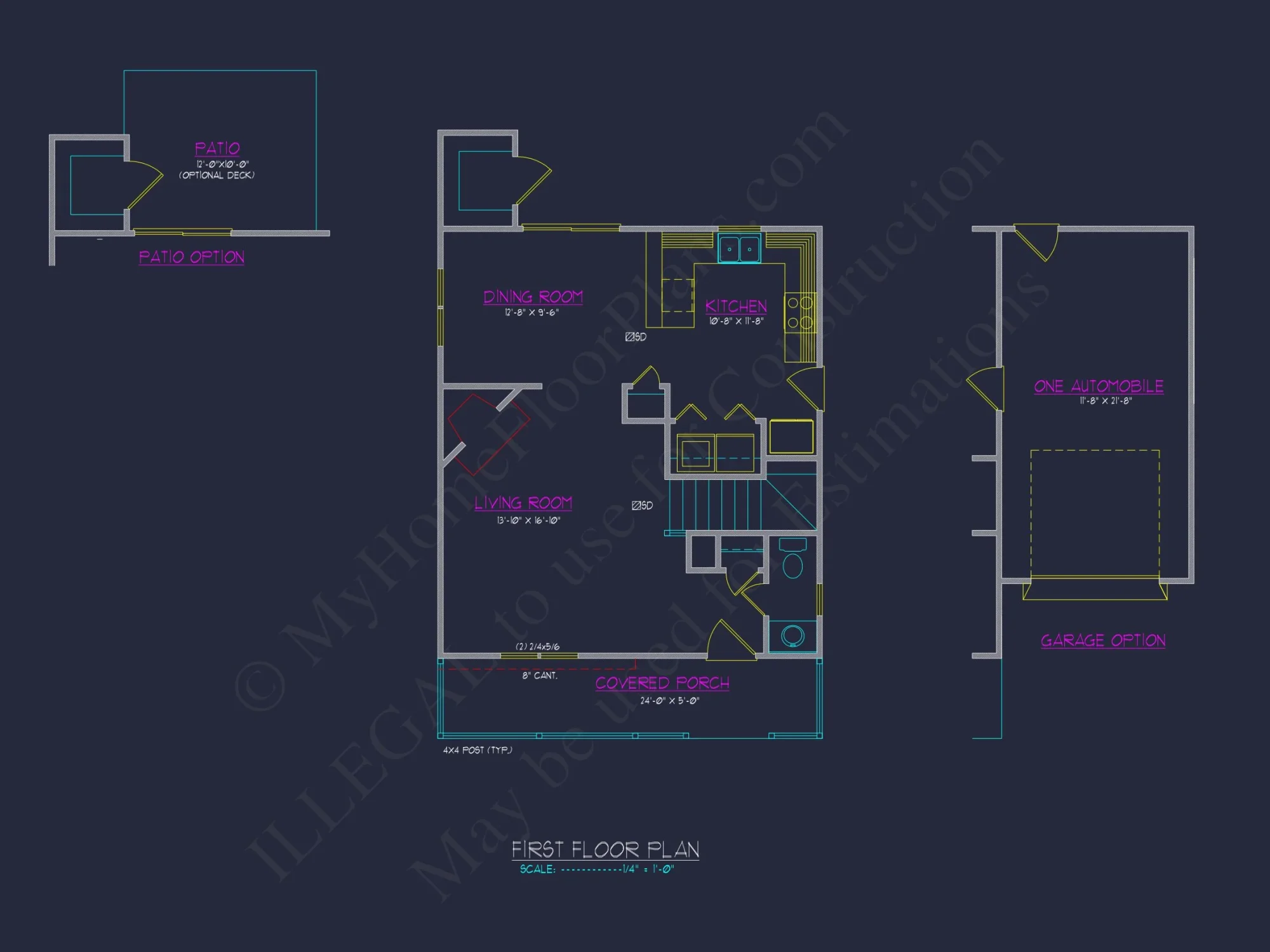 Modern house Floor Plan with 2-Story CAD Blueprint Designs