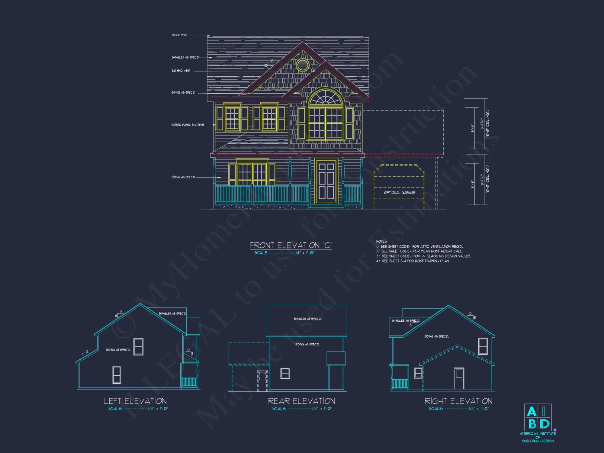 Modern house Floor Plan with 2-Story CAD Blueprint Designs