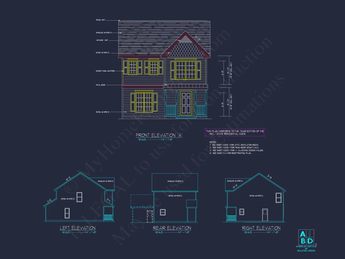 Modern house Floor Plan with 2-Story CAD Blueprint Designs