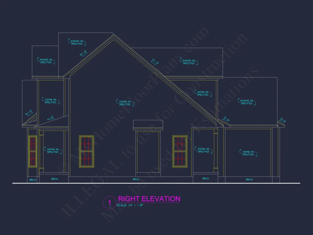 Modern Family house Plan: CAD Blueprint with 2-Story Design