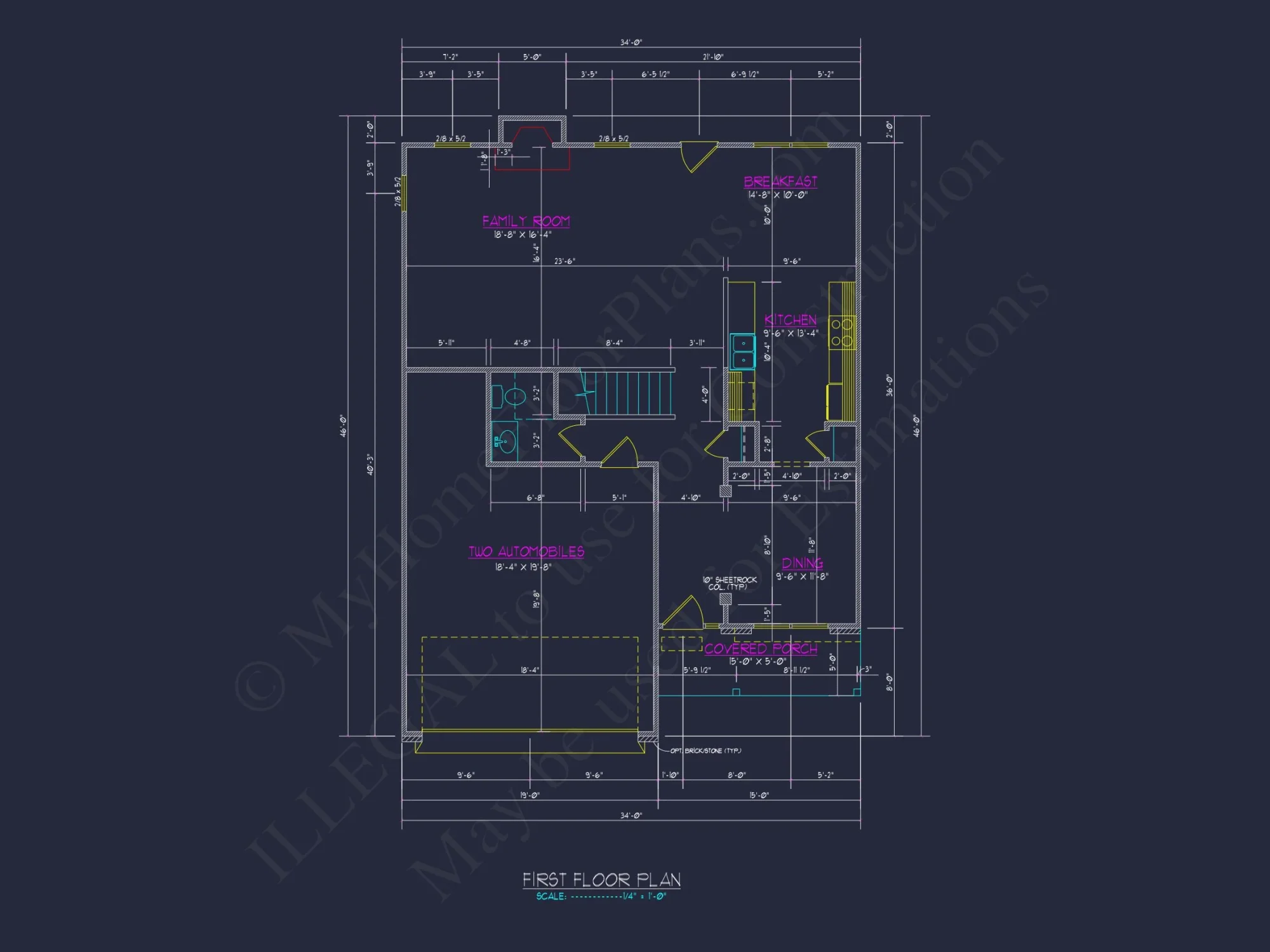 Elegant house Plan with CAD Design: 3 Bed, 2.5 Bath Blueprint