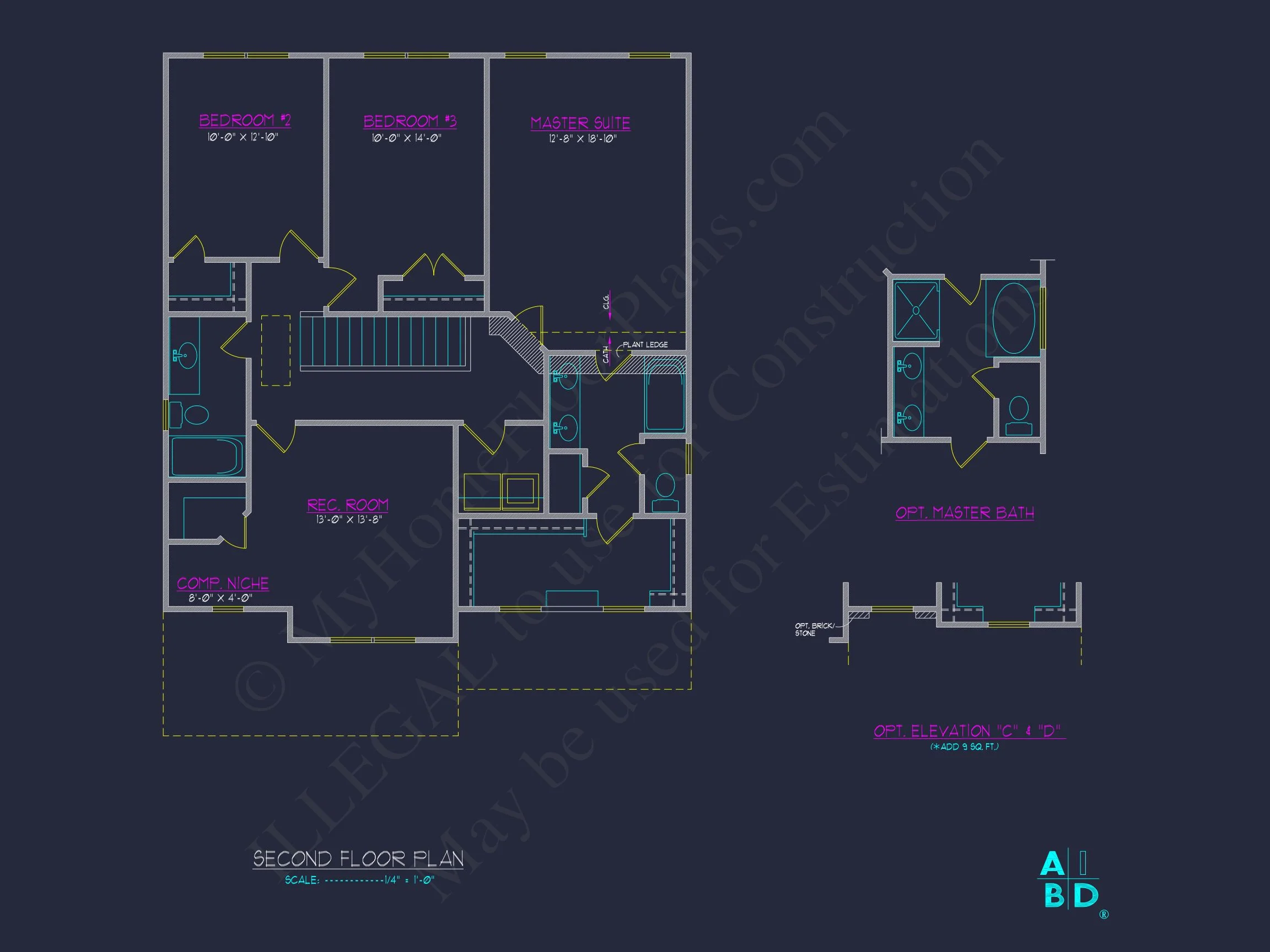 Elegant house Plan with CAD Design: 3 Bed, 2.5 Bath Blueprint