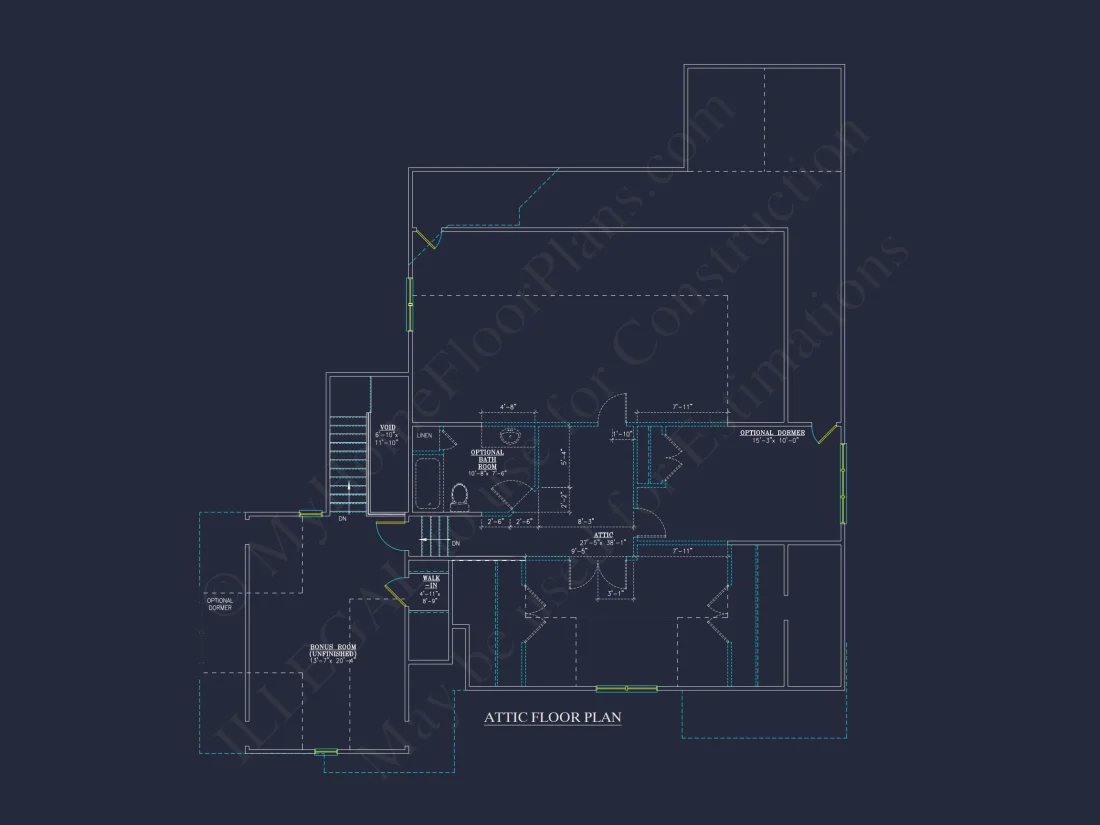 Charming 2-Story house Plan with Bonus Room and CAD Designs