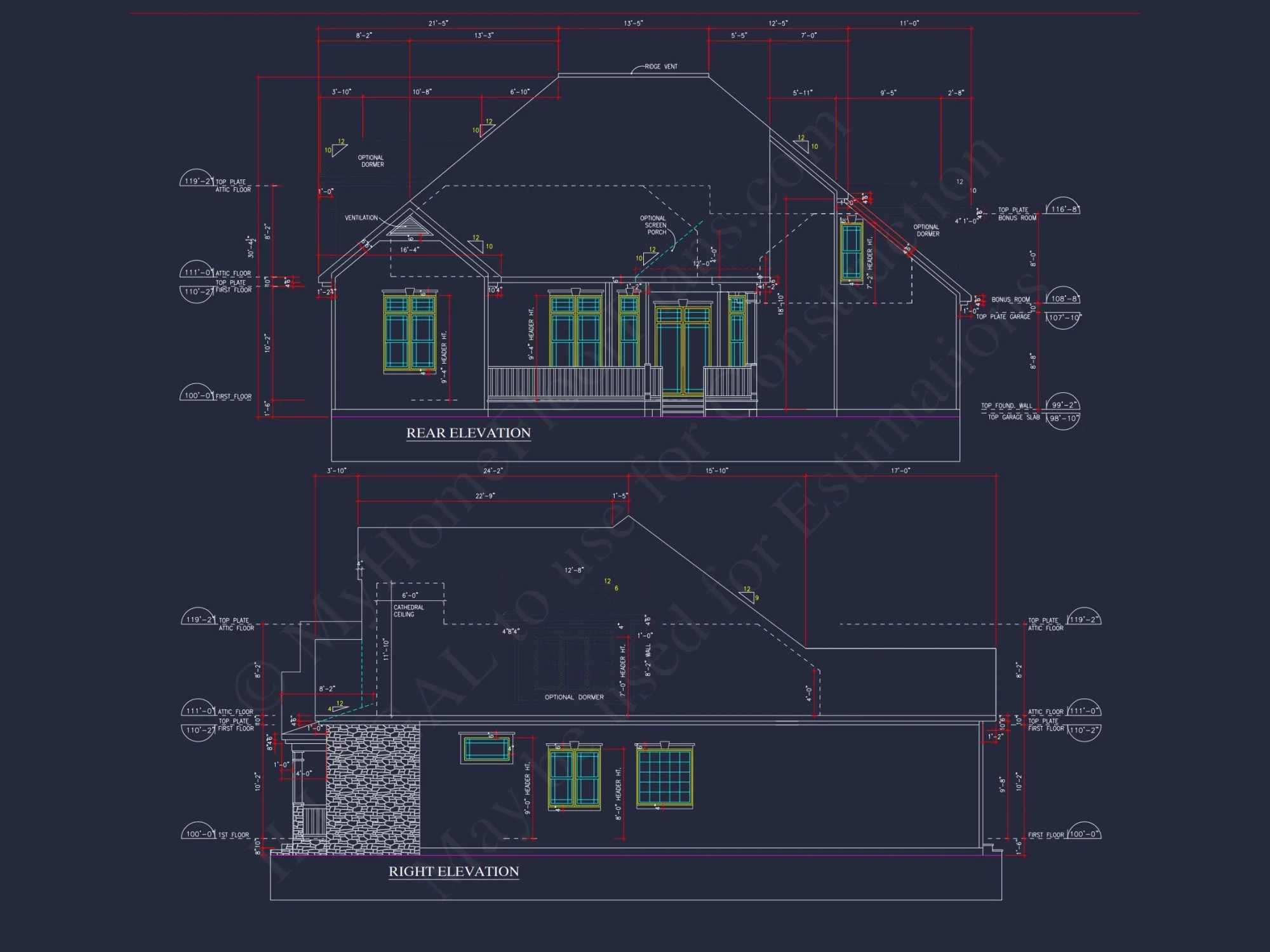 Charming 2-Story house Plan with Bonus Room and CAD Designs