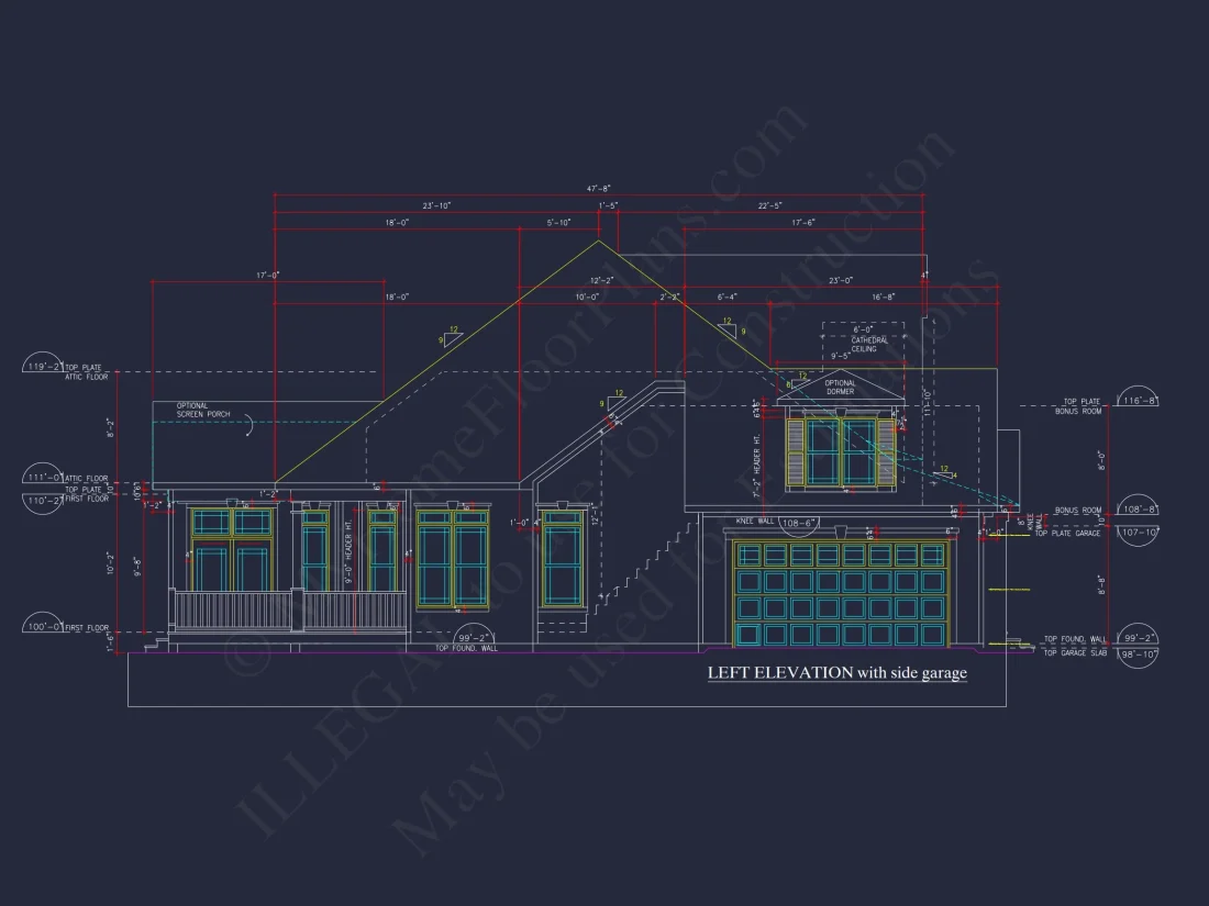 Charming 2-Story house Plan with Bonus Room and CAD Designs