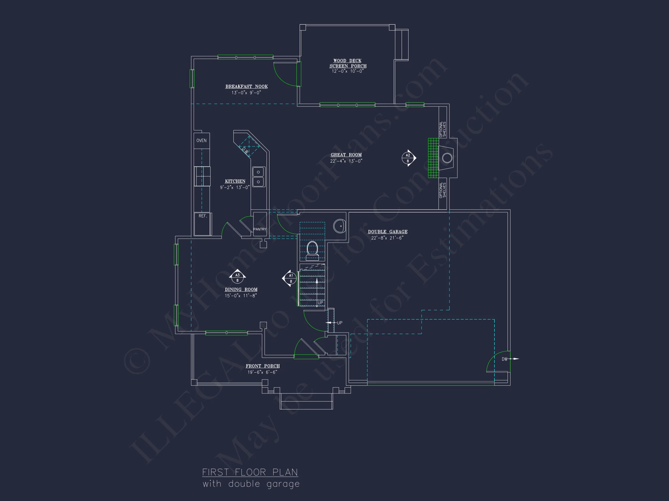 Modern house Design with 2-Story Floor Plan and CAD Blueprints