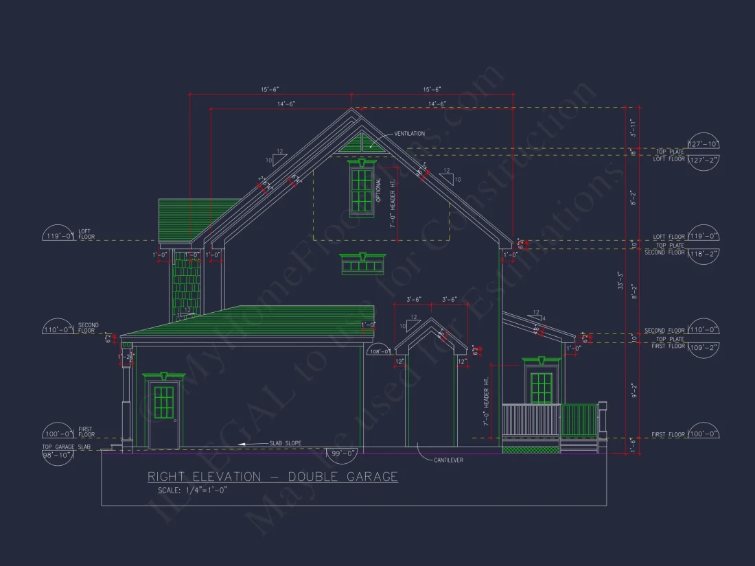 Modern house Design with 2-Story Floor Plan and CAD Blueprints