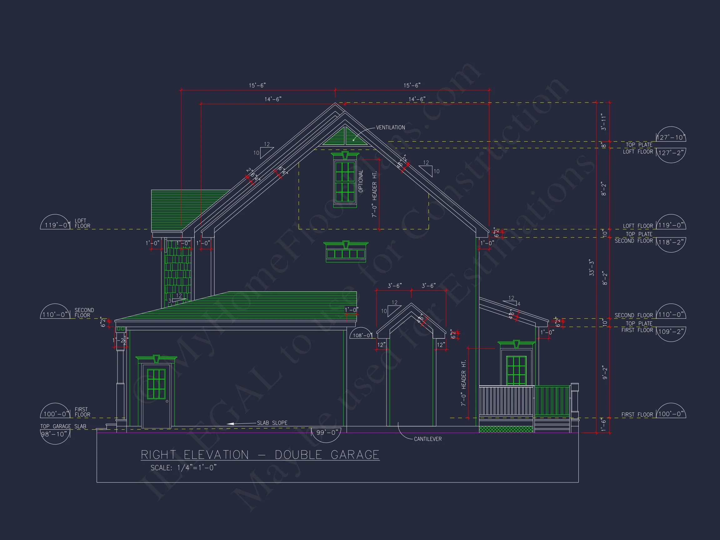 Modern house Design with 2-Story Floor Plan and CAD Blueprints