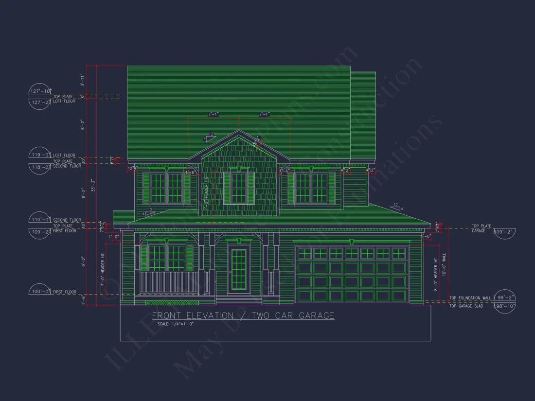 Modern house Design with 2-Story Floor Plan and CAD Blueprints