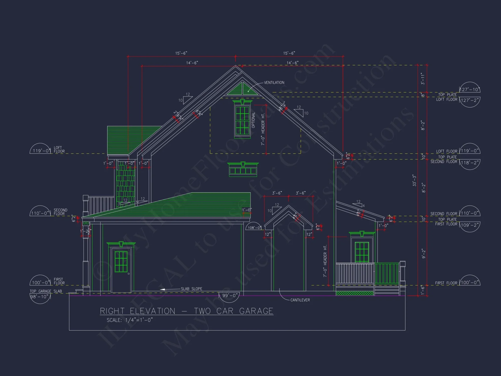 Modern house Design with 2-Story Floor Plan and CAD Blueprints