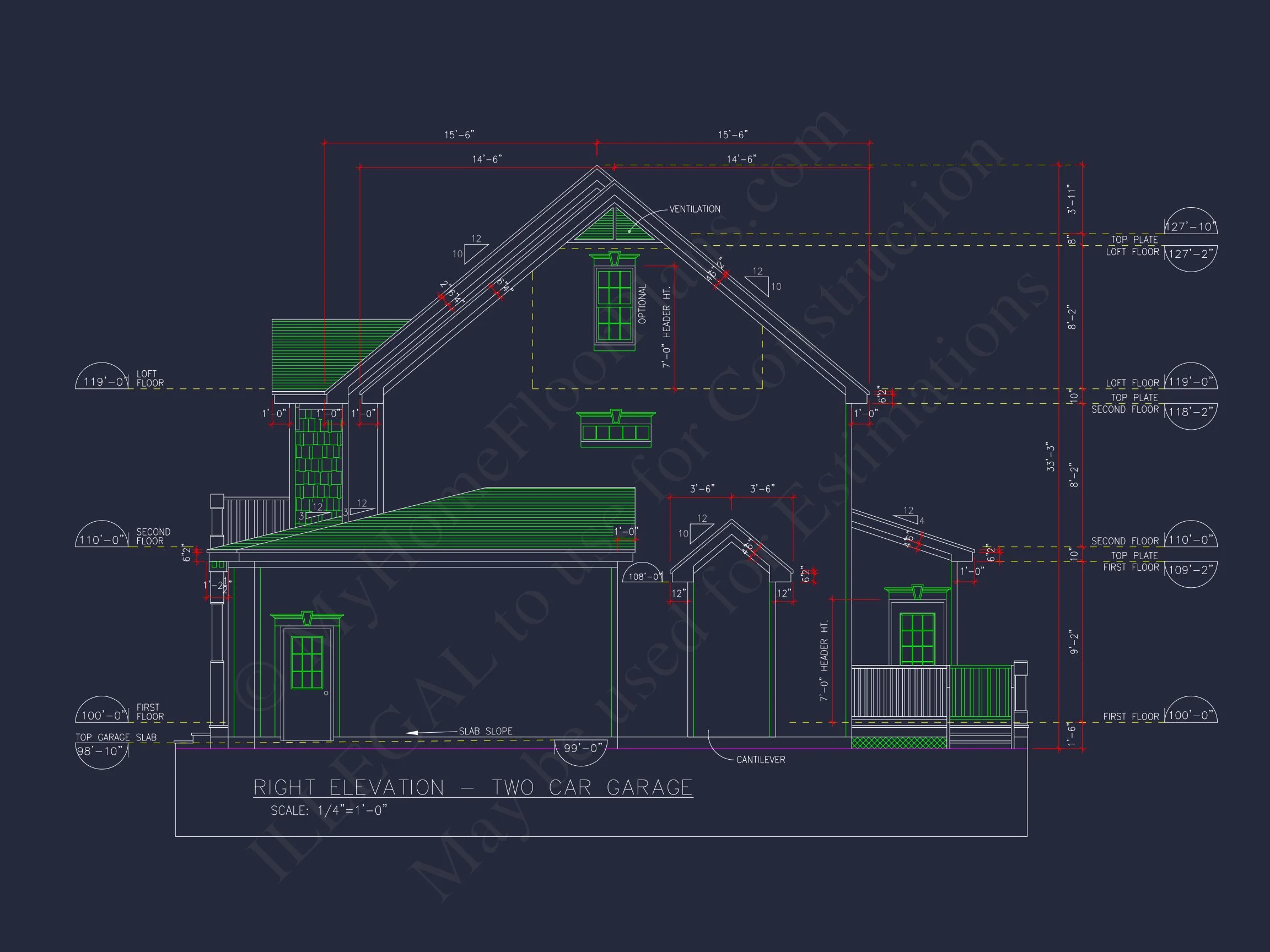 Modern house Design with 2-Story Floor Plan and CAD Blueprints