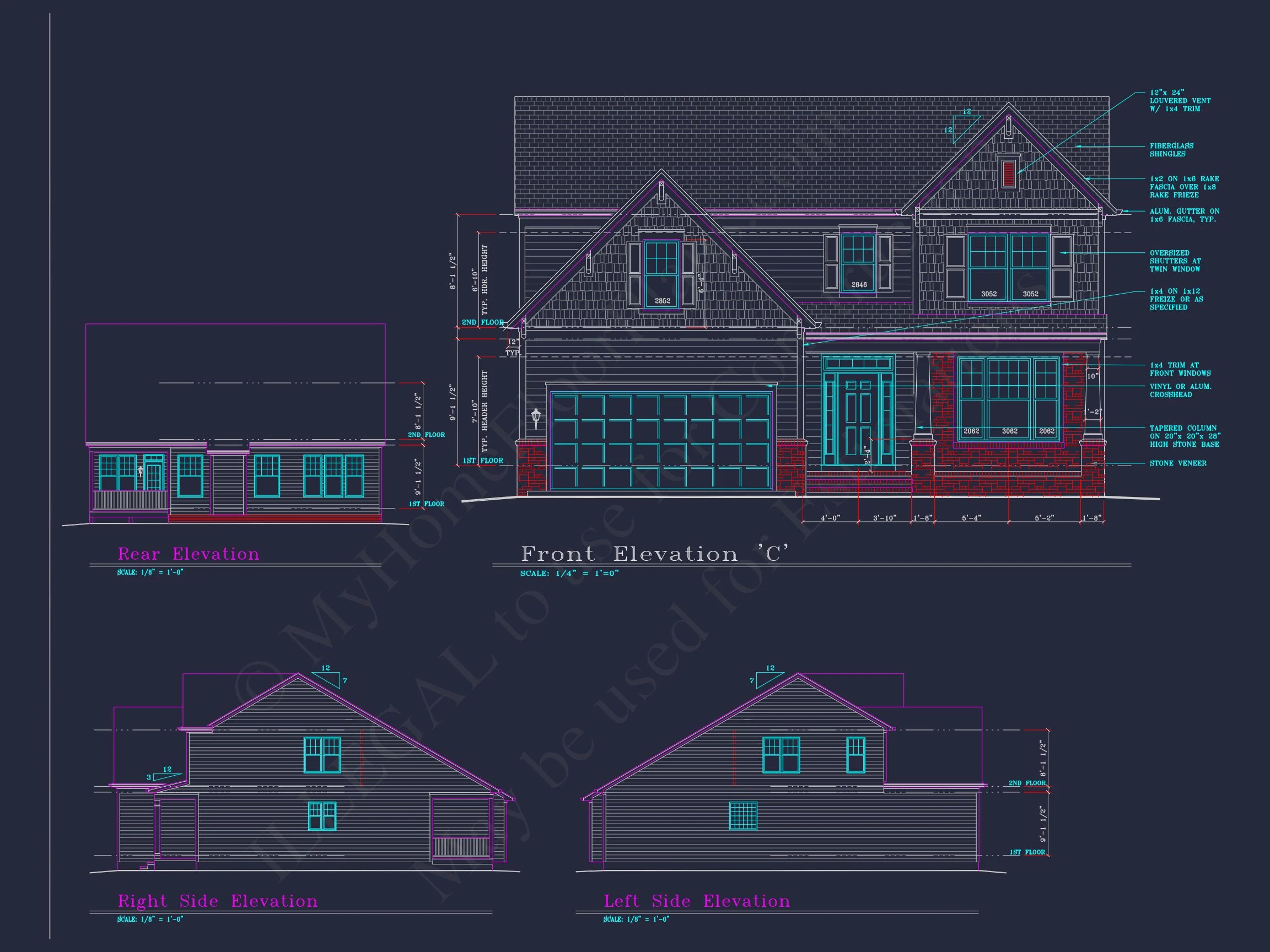 8-1330 HOUSE PLAN -Traditional Colonial Home Plan - 4-Bed, 2.5-Bath, 2,424 SF 4 Modern Suburban house Plan with 4 Bedrooms and Spacious Layout