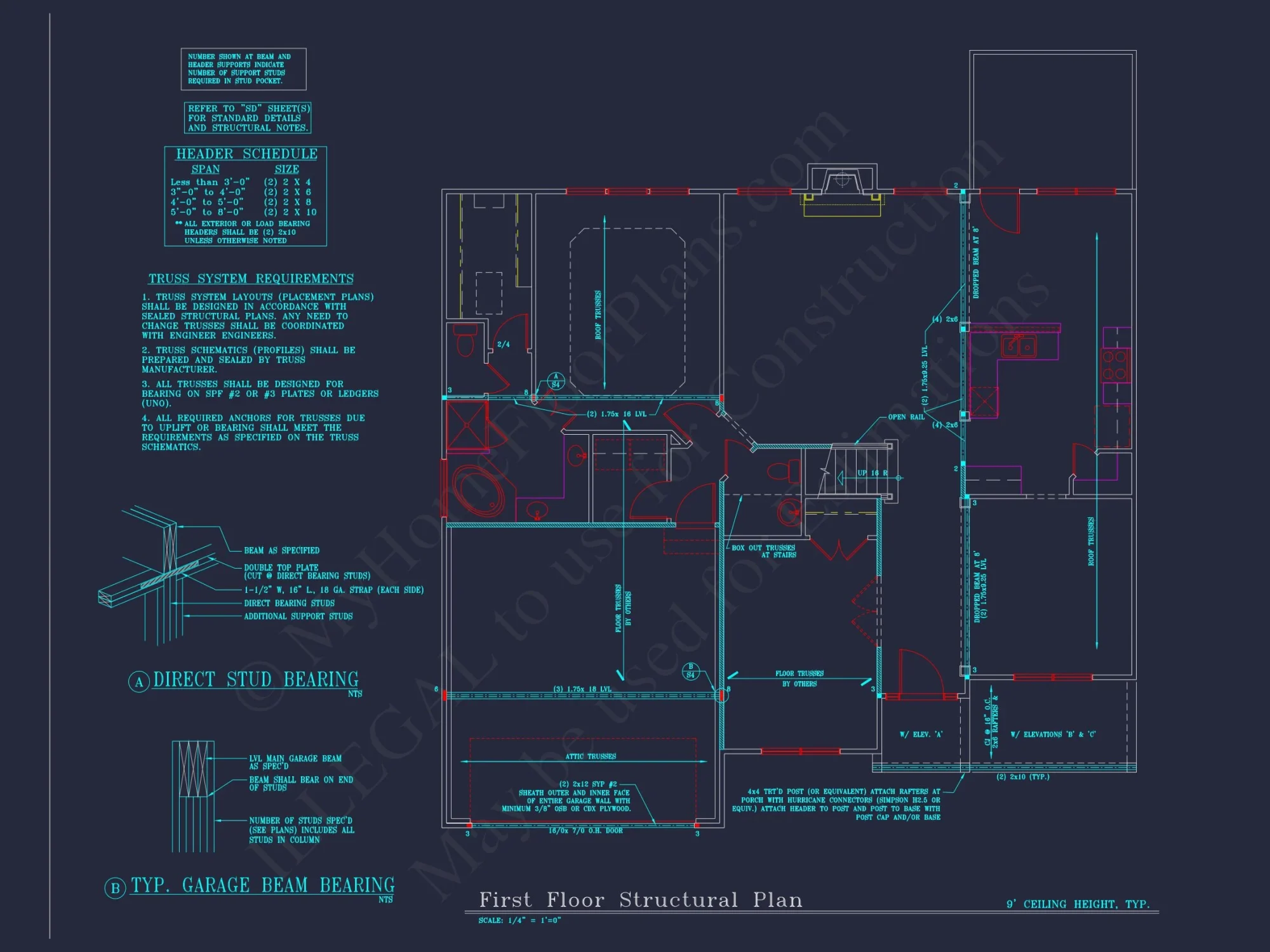 Elegant house Floor Plan: 2-Story Design with 4 Bedrooms & 2-Car Garage