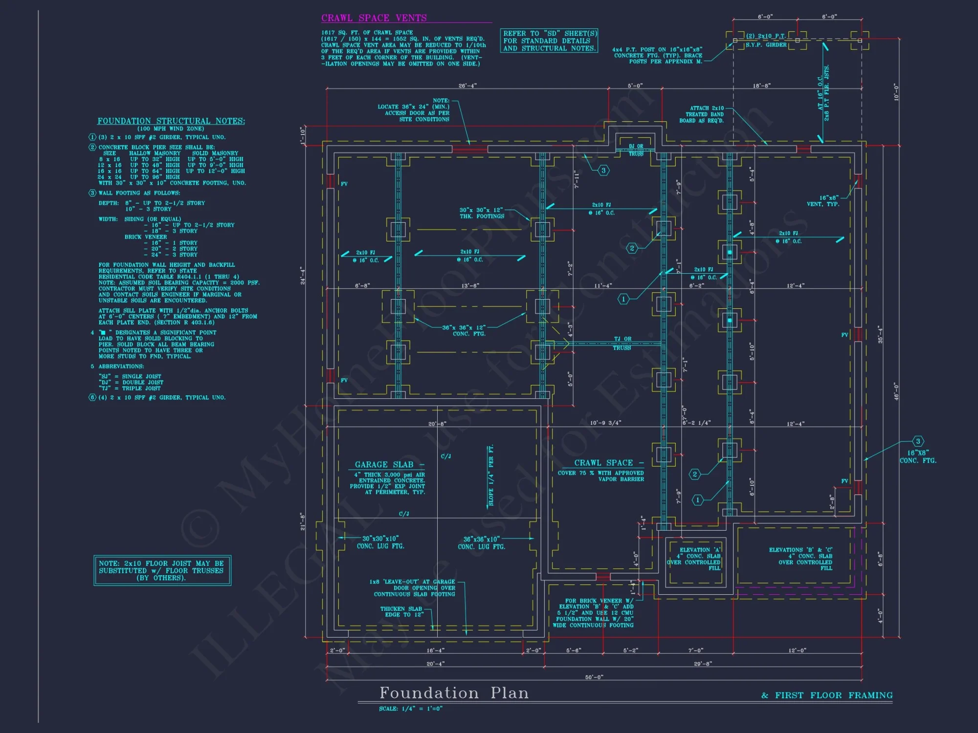 Elegant house Floor Plan: 2-Story Design with 4 Bedrooms & 2-Car Garage