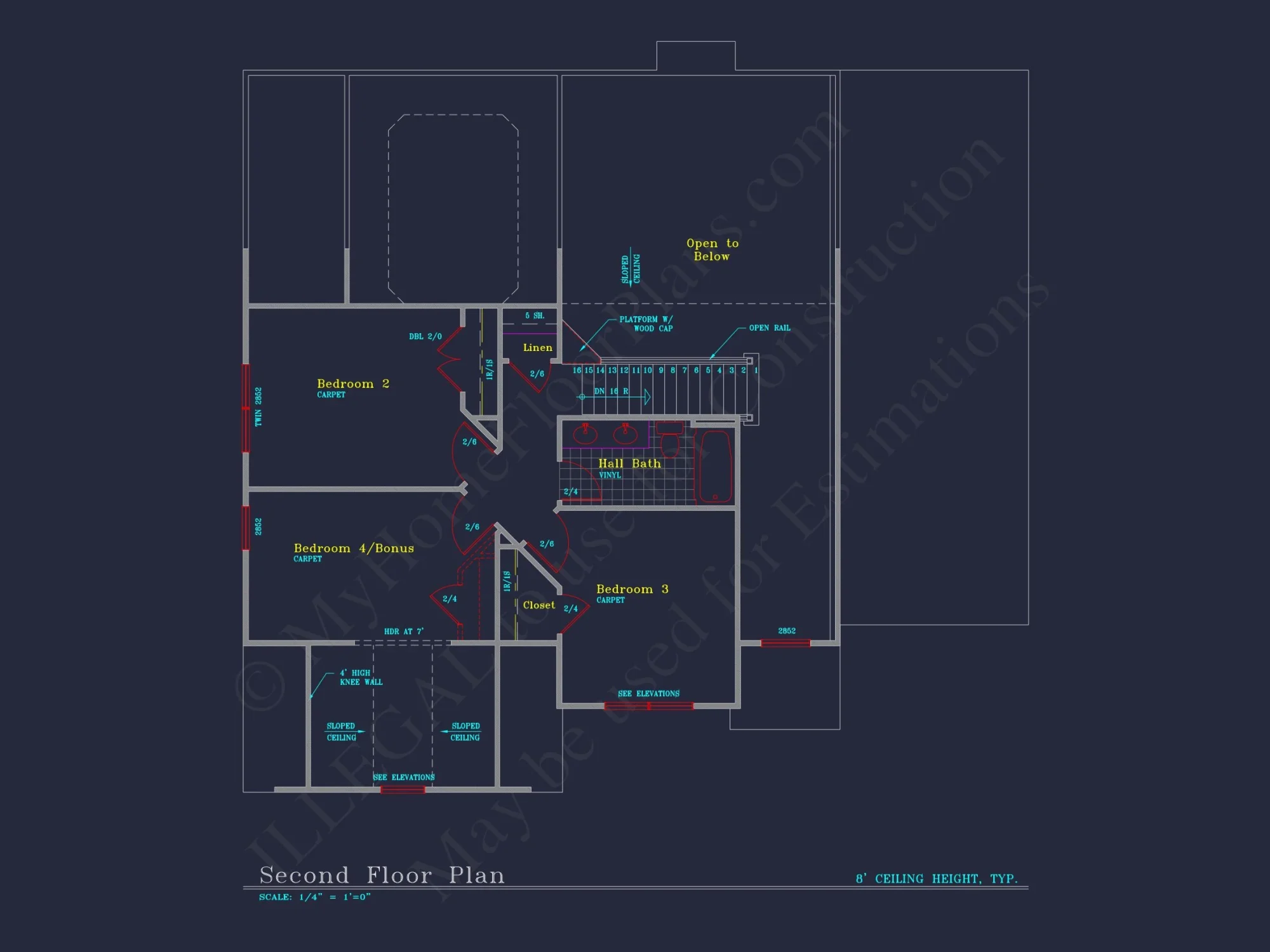 Elegant house Floor Plan: 2-Story Design with 4 Bedrooms & 2-Car Garage