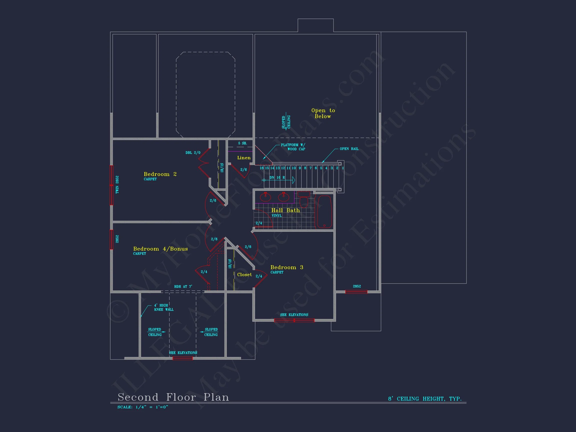 Elegant house Floor Plan: 2-Story Design with 4 Bedrooms & 2-Car Garage