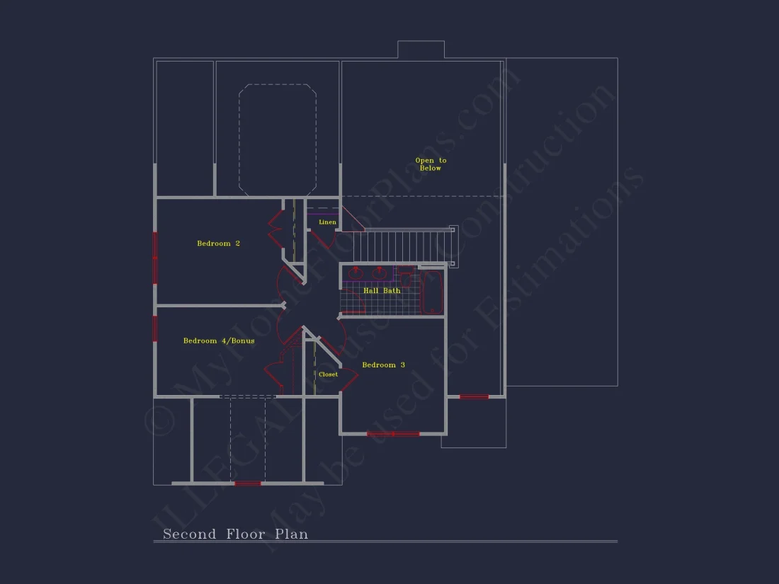 Elegant house Floor Plan: 2-Story Design with 4 Bedrooms & 2-Car Garage