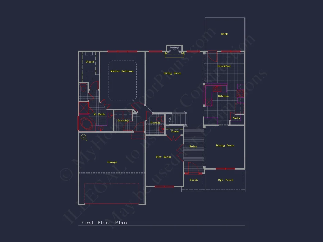 Elegant house Floor Plan: 2-Story Design with 4 Bedrooms & 2-Car Garage
