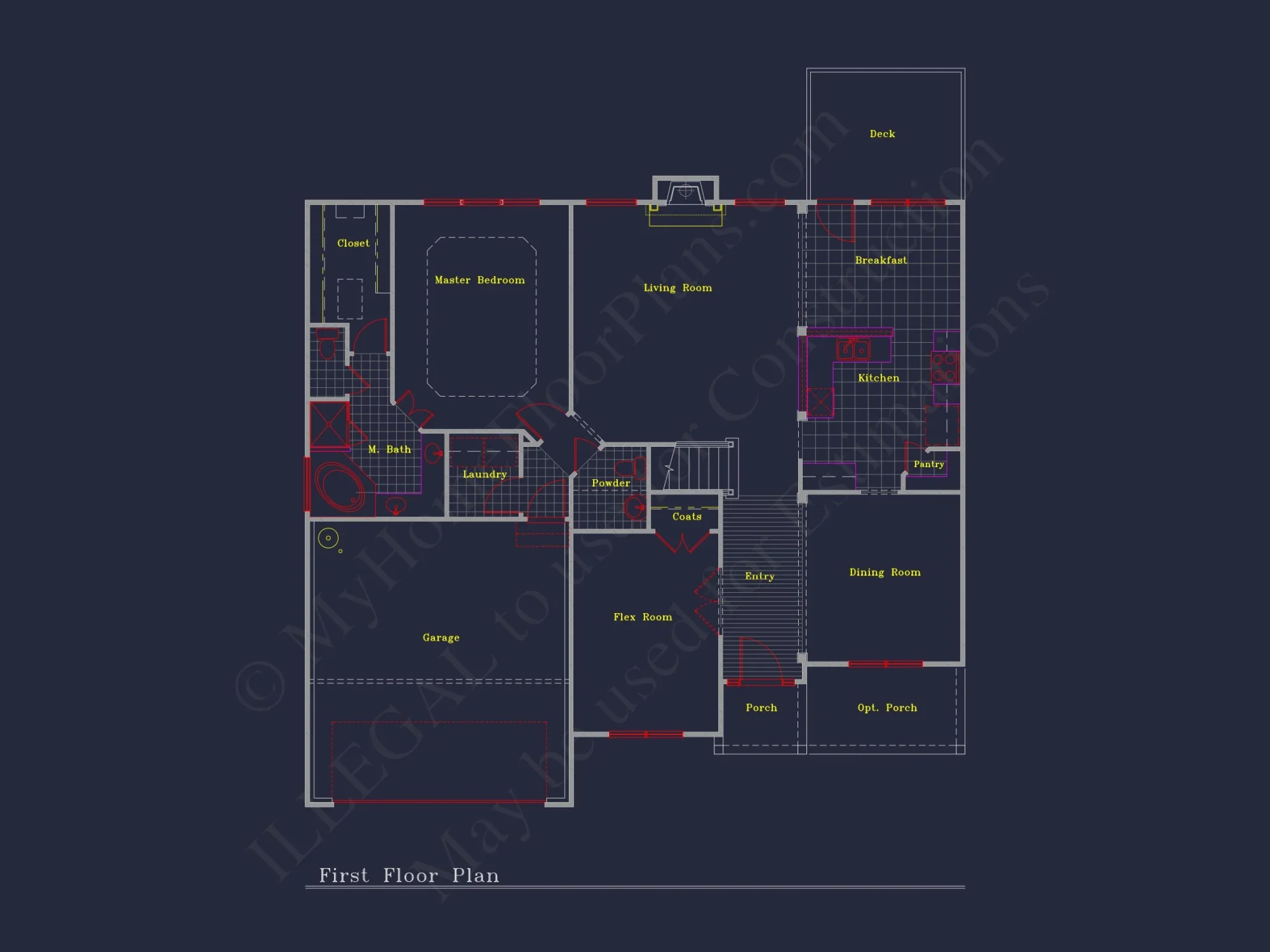 Elegant house Floor Plan: 2-Story Design with 4 Bedrooms & 2-Car Garage