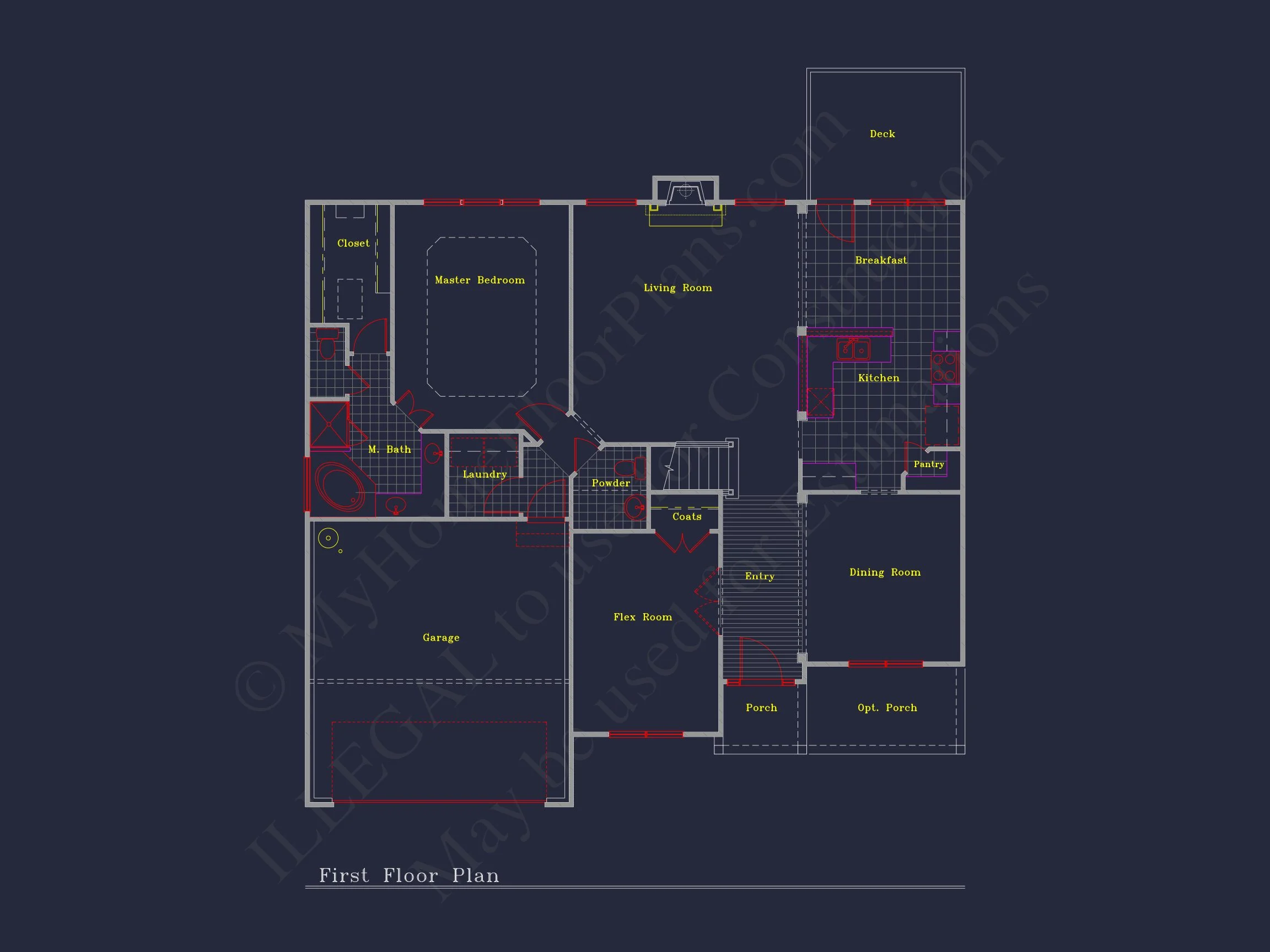 Elegant house Floor Plan: 2-Story Design with 4 Bedrooms & 2-Car Garage