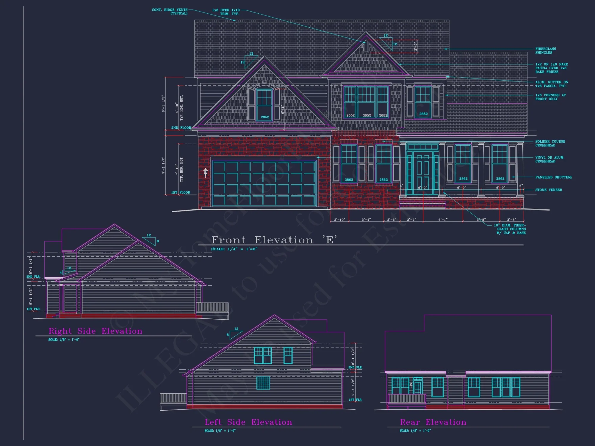 Elegant house Floor Plan: 2-Story Design with 4 Bedrooms & 2-Car Garage