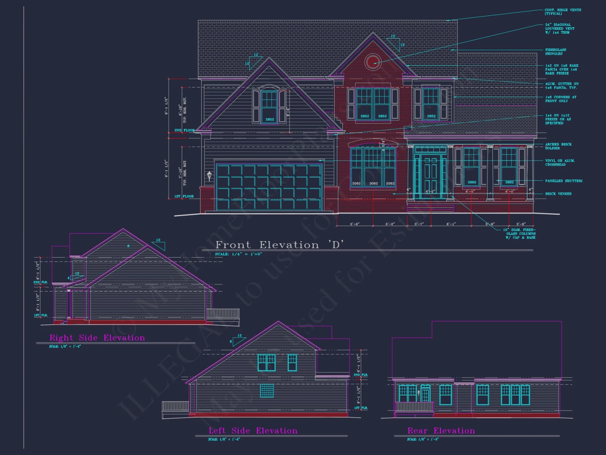 Elegant house Floor Plan: 2-Story Design with 4 Bedrooms & 2-Car Garage