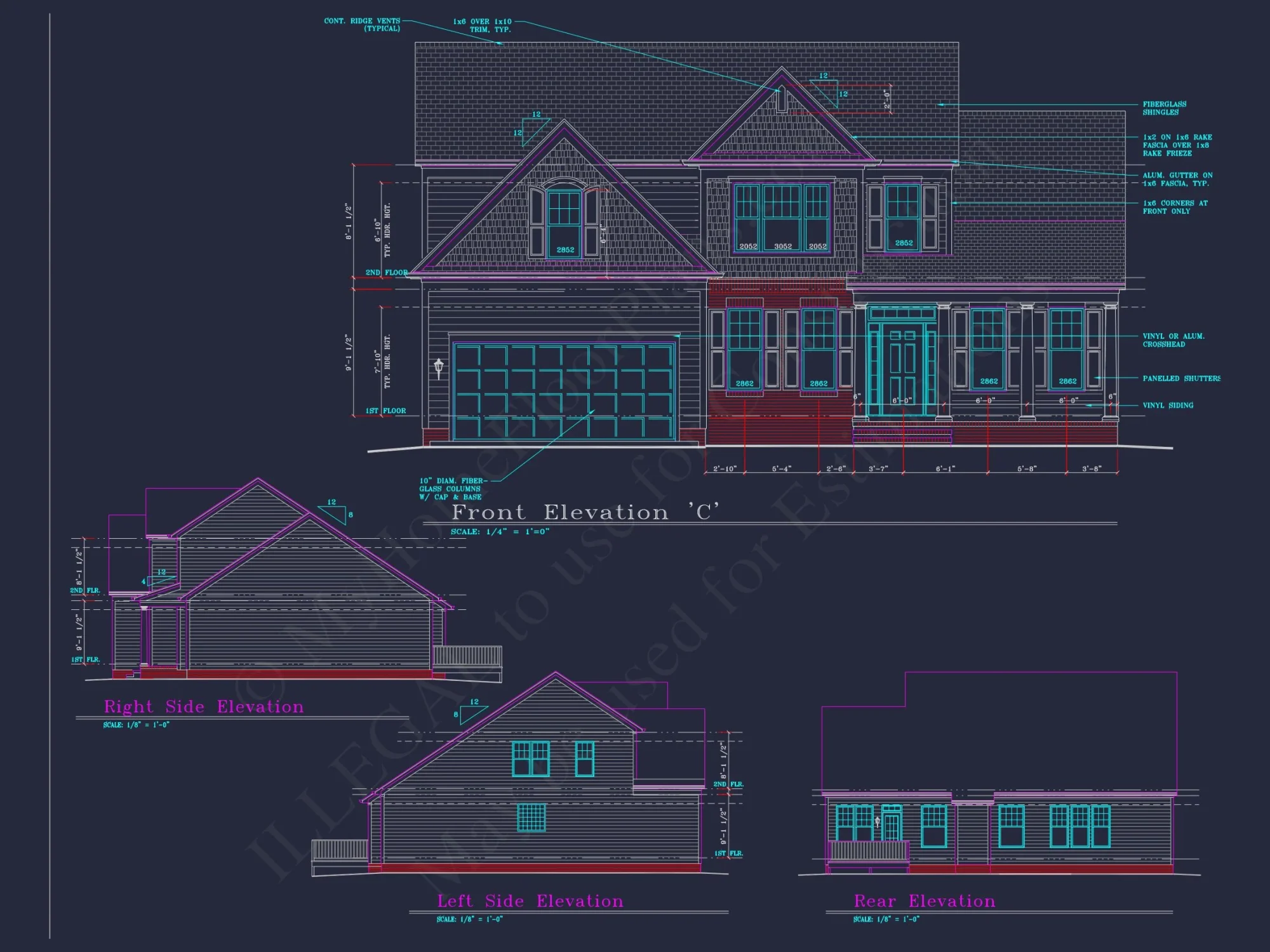 Elegant house Floor Plan: 2-Story Design with 4 Bedrooms & 2-Car Garage