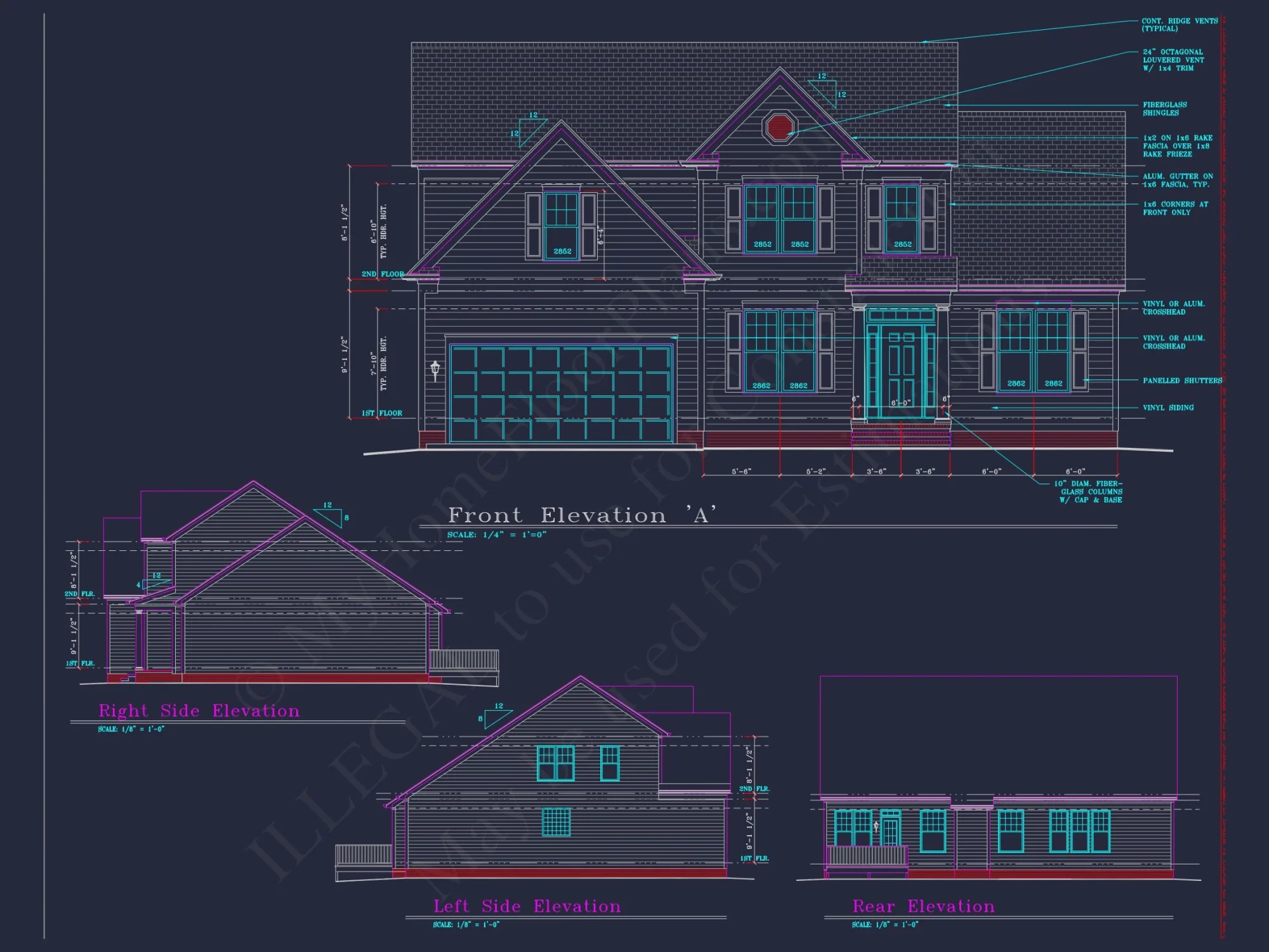 Elegant house Floor Plan: 2-Story Design with 4 Bedrooms & 2-Car Garage