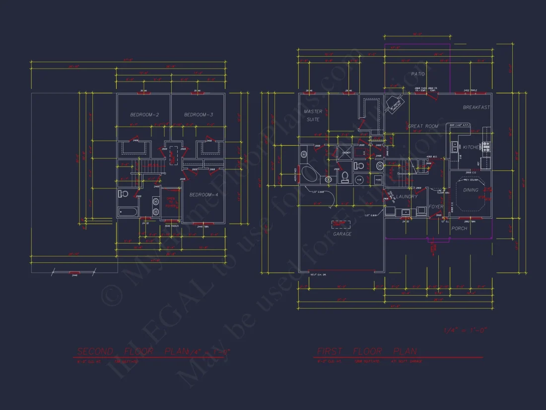 Classic Suburban house Plan with 4 Bedrooms and CAD Designs