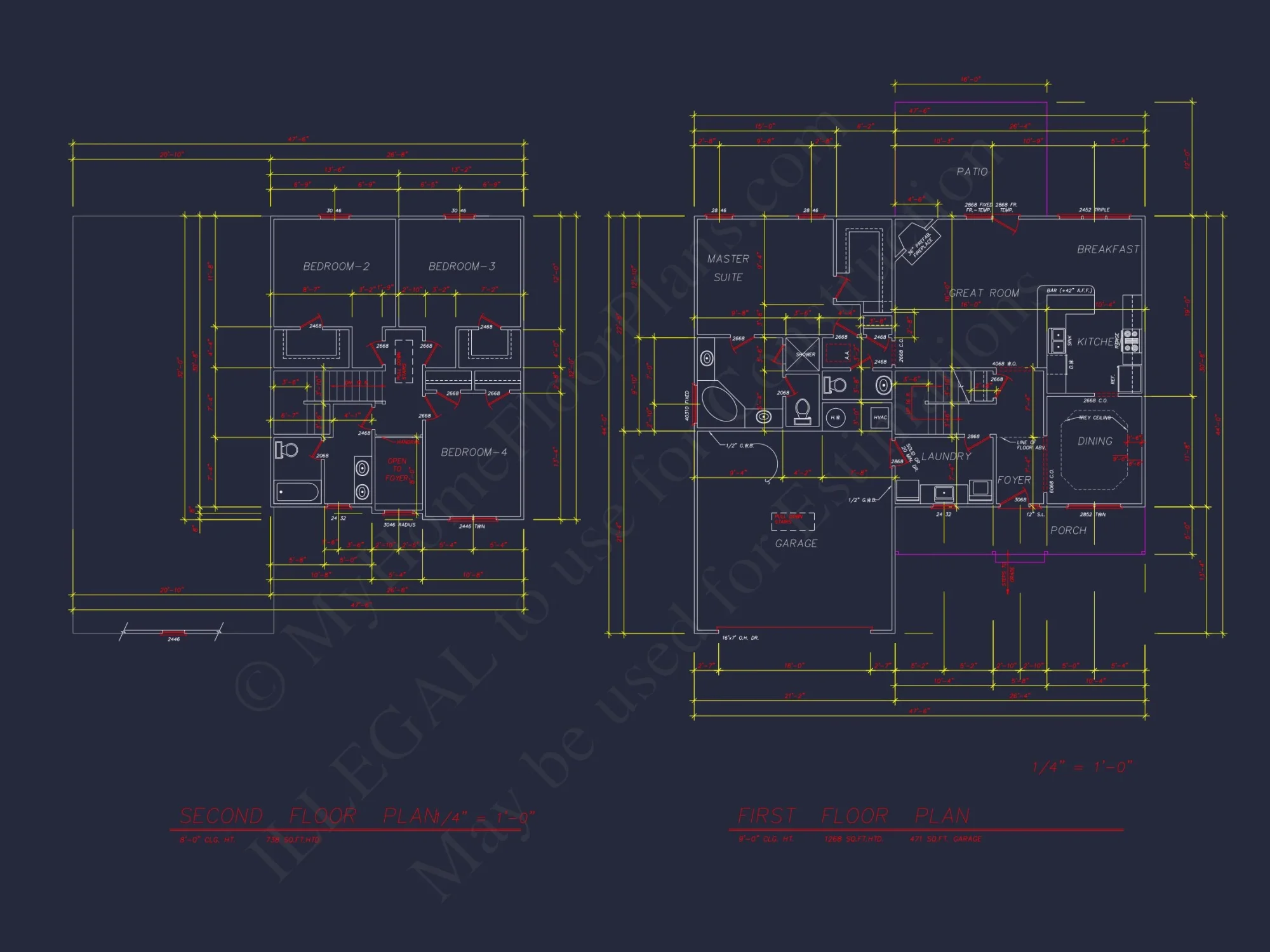 Classic Suburban house Plan with 4 Bedrooms and CAD Designs