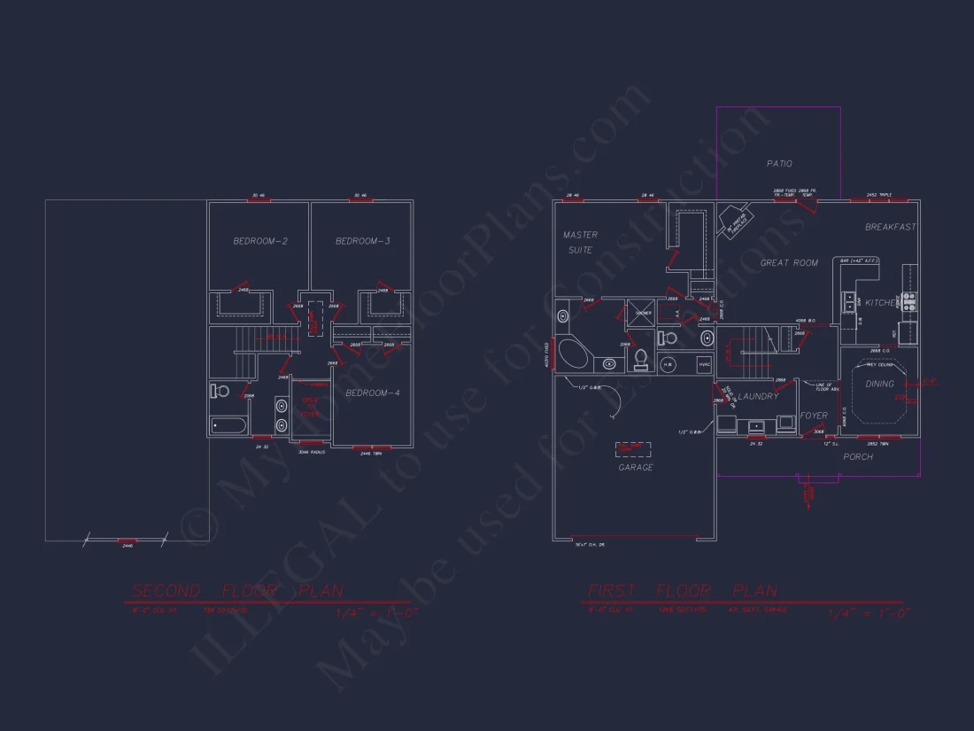 Classic Suburban house Plan with 4 Bedrooms and CAD Designs