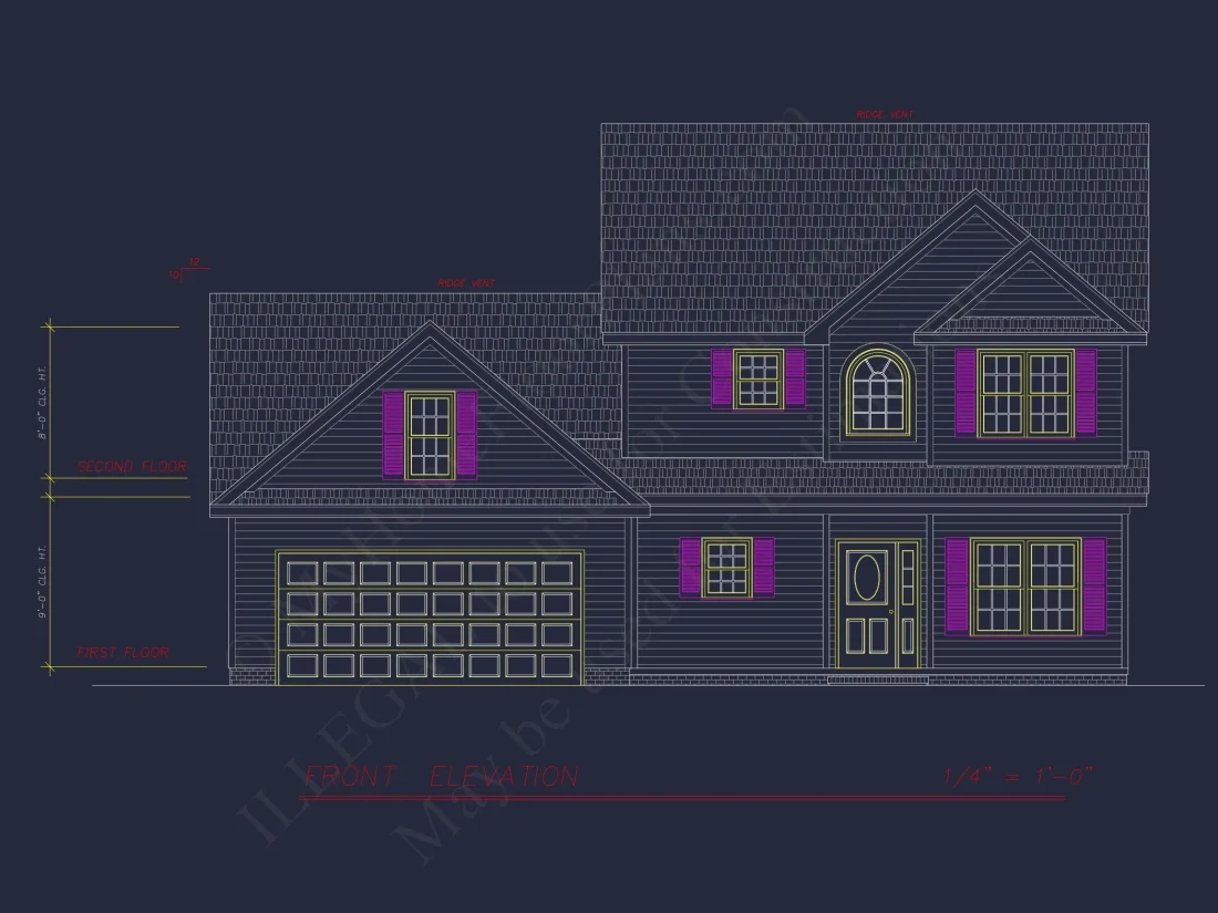 Classic Suburban house Plan with 4 Bedrooms and CAD Designs