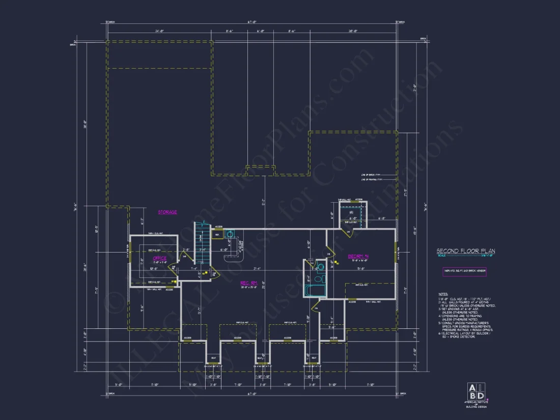 Colonial Farmhouse house Plan with 2-Story Design & CAD Blueprint