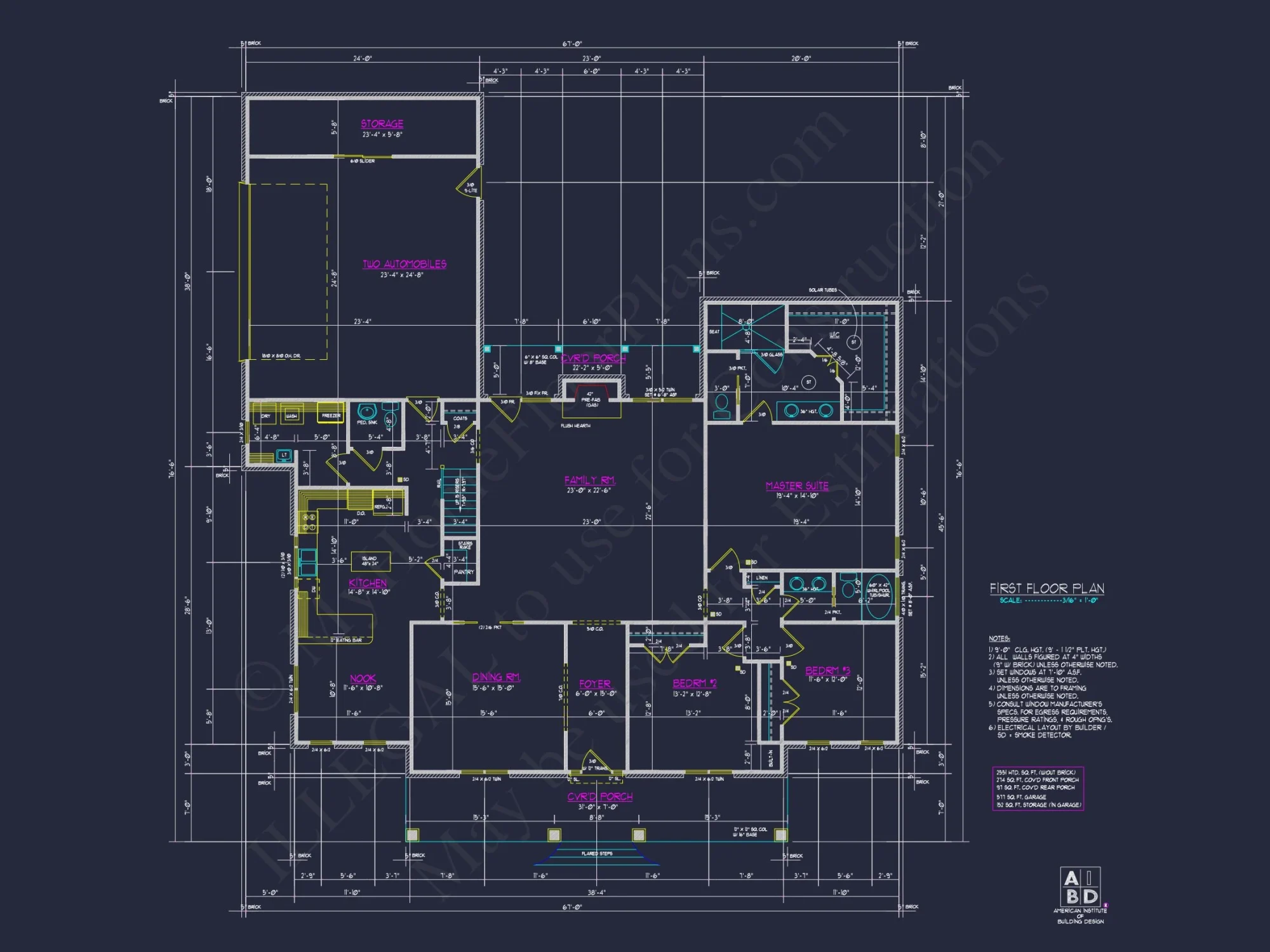 Colonial Farmhouse house Plan with 2-Story Design & CAD Blueprint