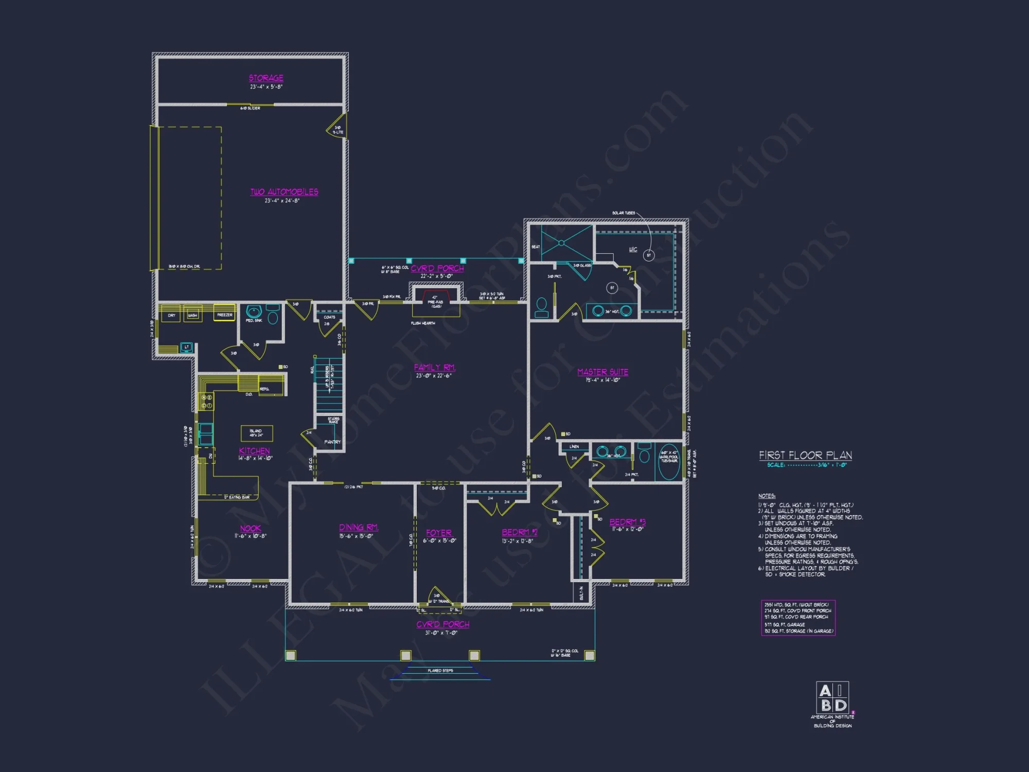 Colonial Farmhouse house Plan with 2-Story Design & CAD Blueprint