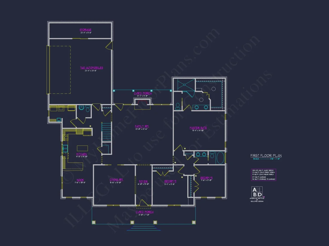 Colonial Farmhouse house Plan with 2-Story Design & CAD Blueprint