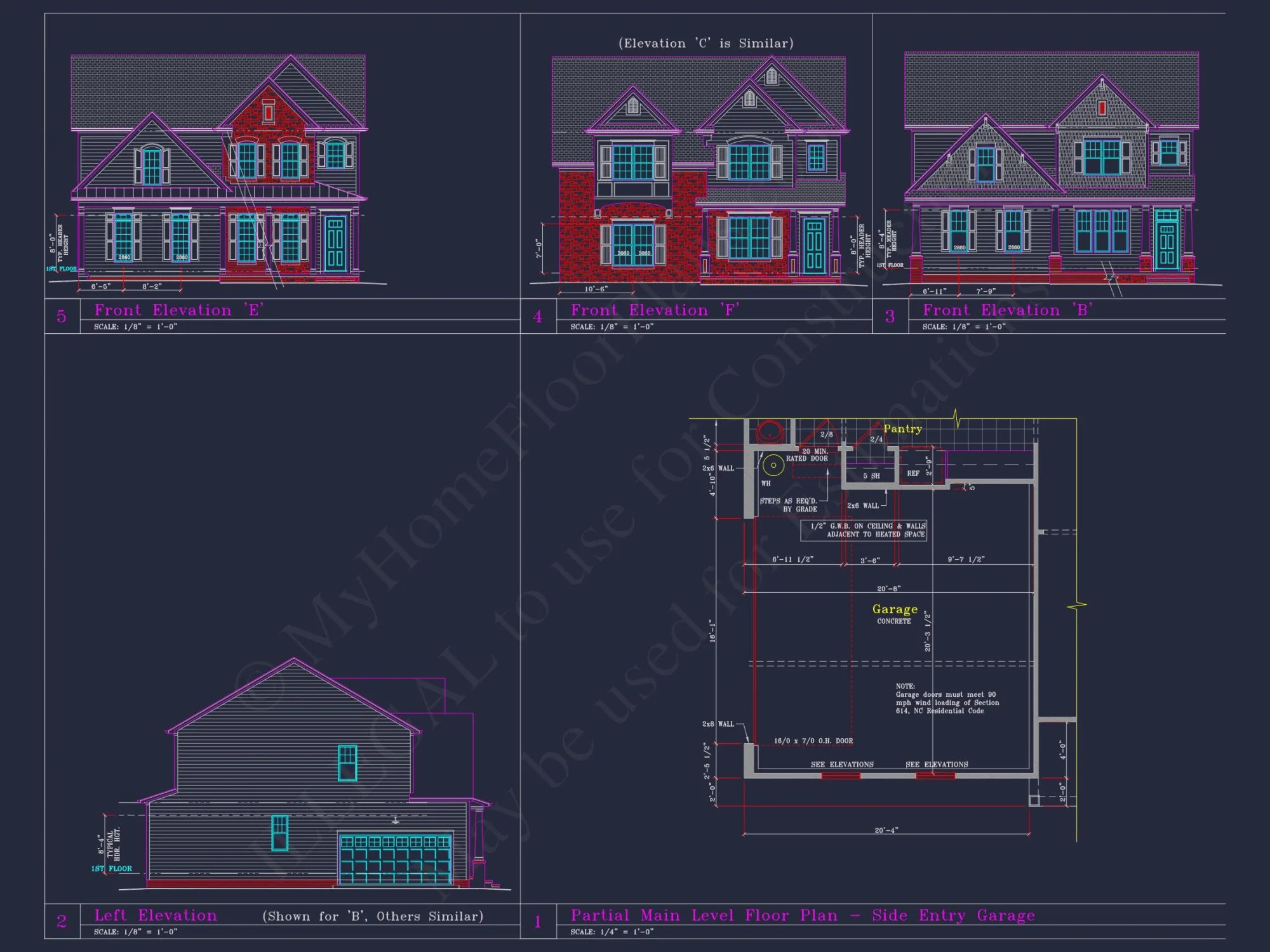Beautiful 2-Story house Plan with CAD Designs and 13 Elevations