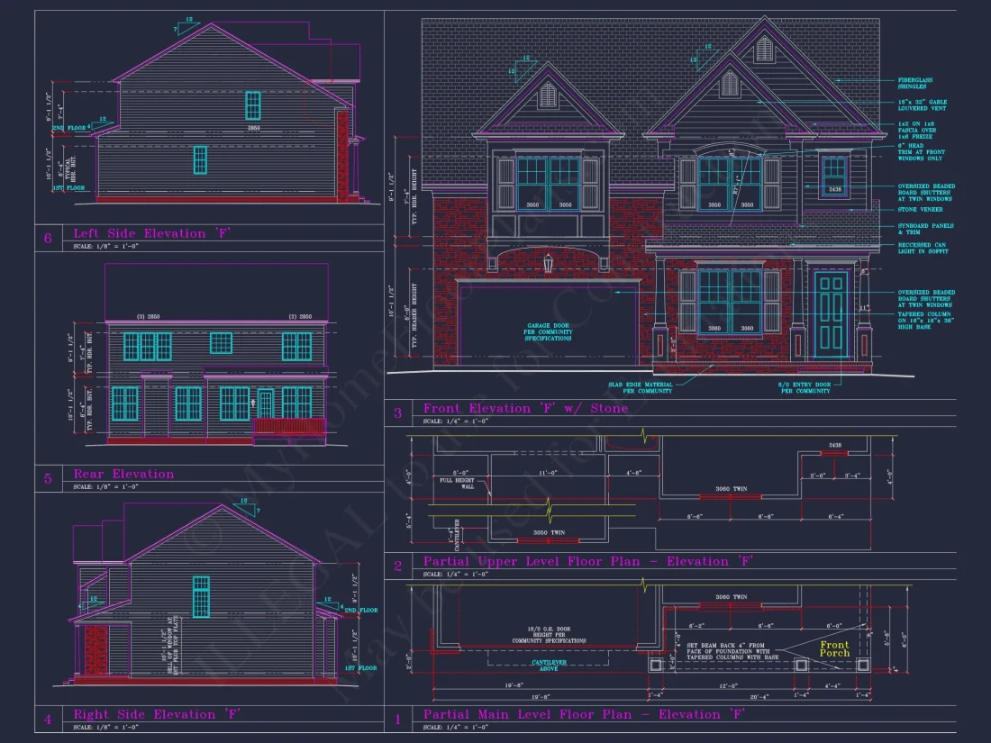 Beautiful 2-Story house Plan with CAD Designs and 13 Elevations