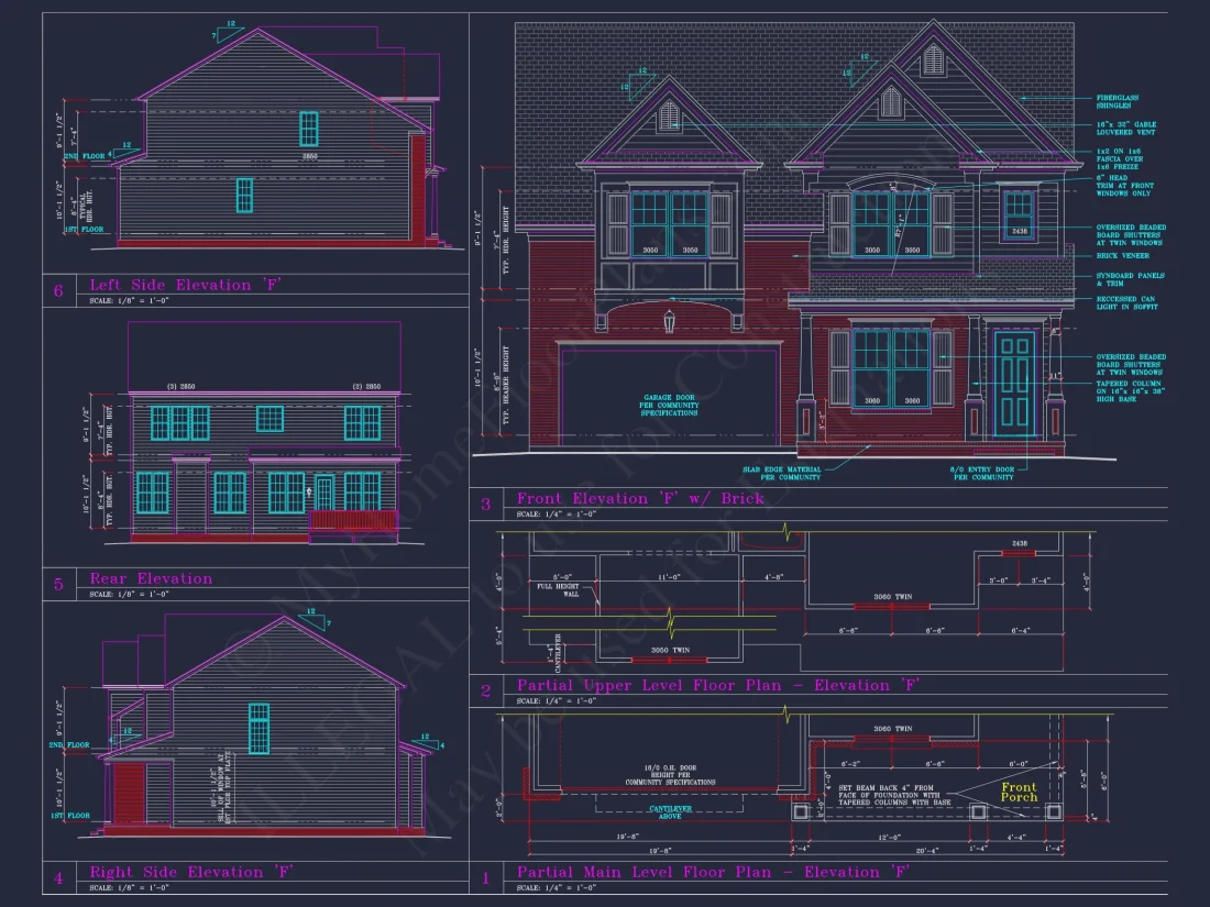 Beautiful 2-Story house Plan with CAD Designs and 13 Elevations