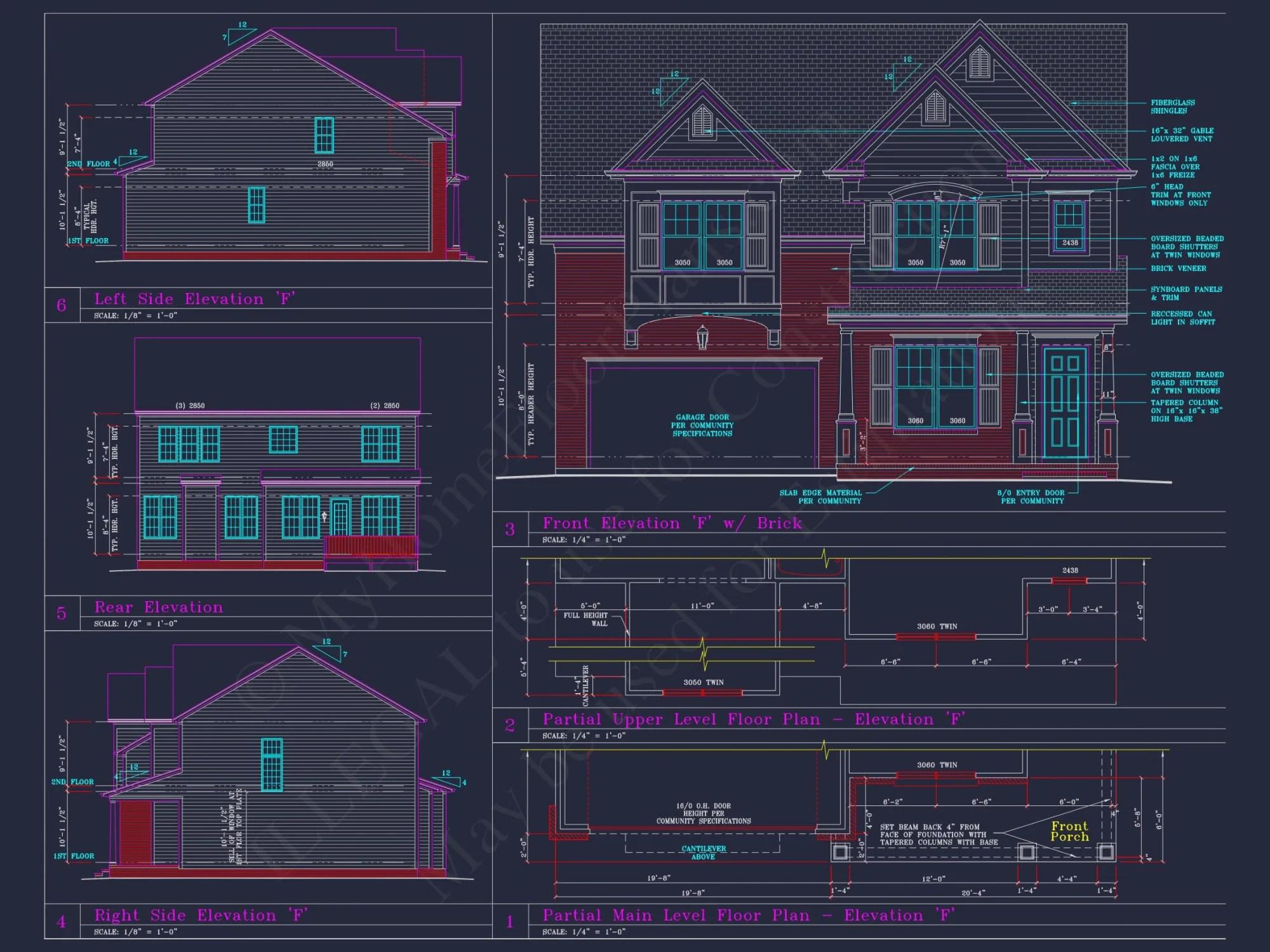 Beautiful 2-Story house Plan with CAD Designs and 13 Elevations