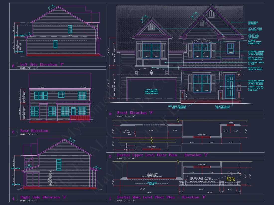 Beautiful 2-Story house Plan with CAD Designs and 13 Elevations