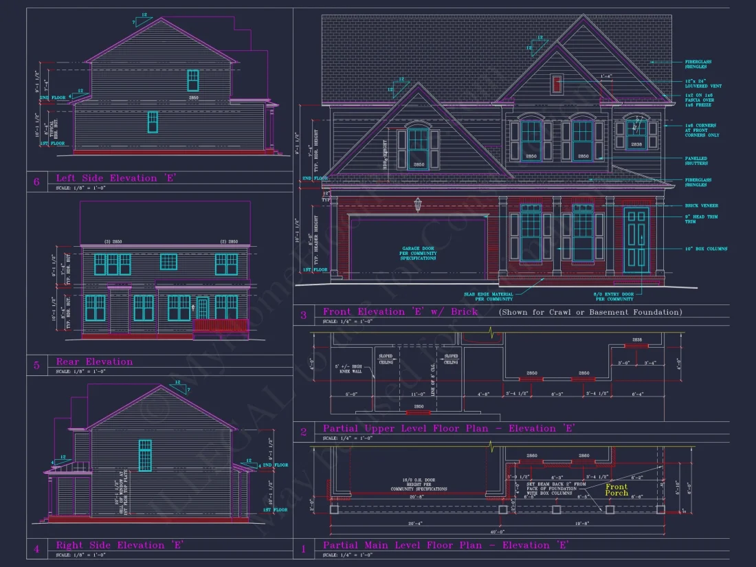 Beautiful 2-Story house Plan with CAD Designs and 13 Elevations