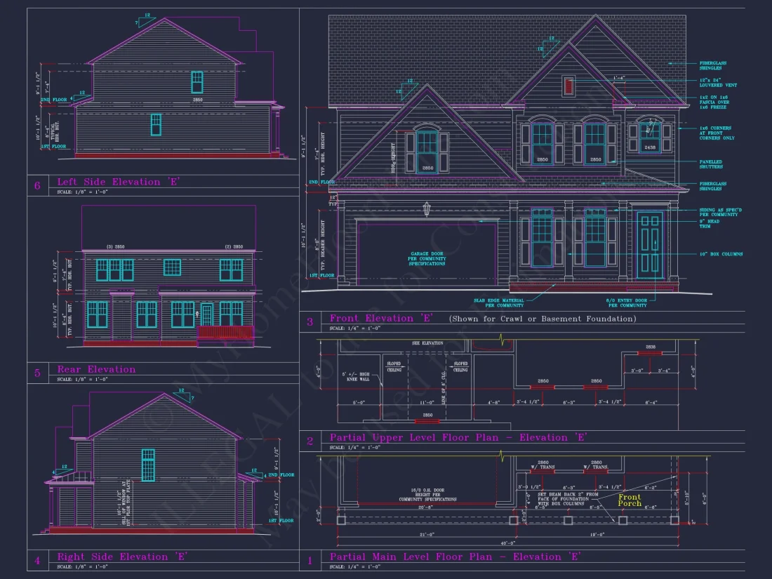 Beautiful 2-Story house Plan with CAD Designs and 13 Elevations