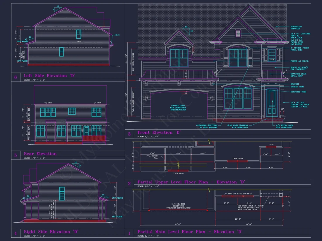Beautiful 2-Story house Plan with CAD Designs and 13 Elevations