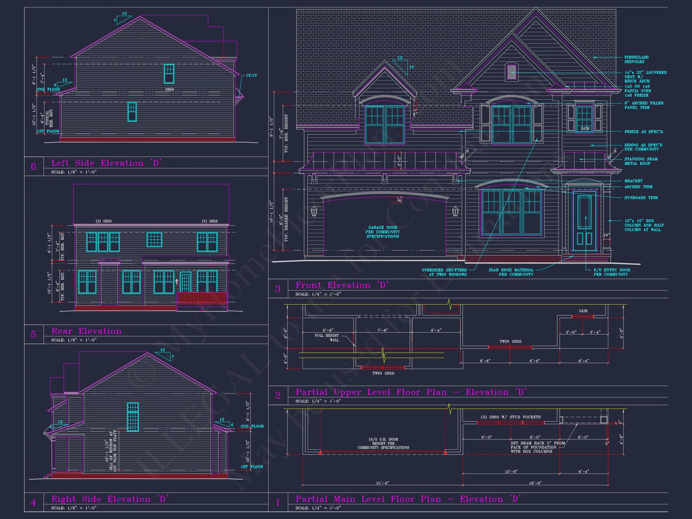 Beautiful 2-Story house Plan with CAD Designs and 13 Elevations