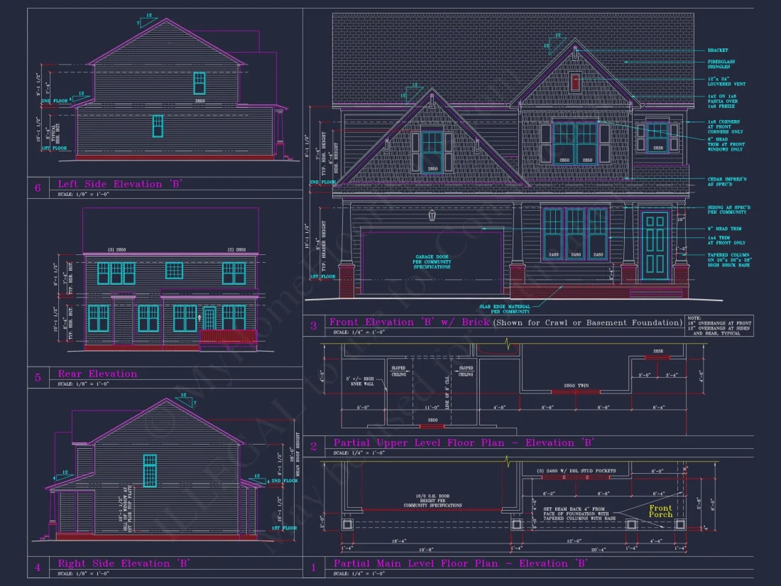 Beautiful 2-Story house Plan with CAD Designs and 13 Elevations