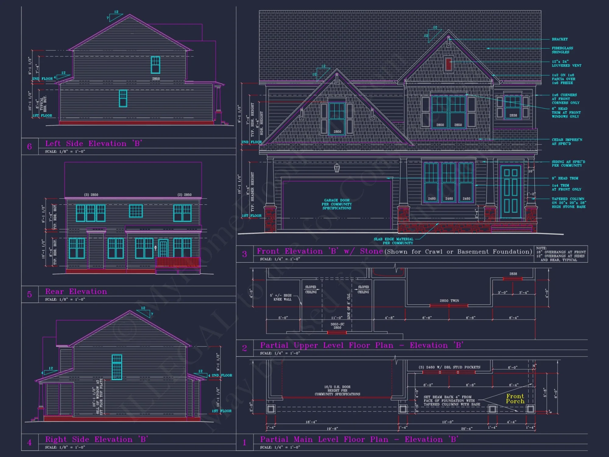 Beautiful 2-Story house Plan with CAD Designs and 13 Elevations