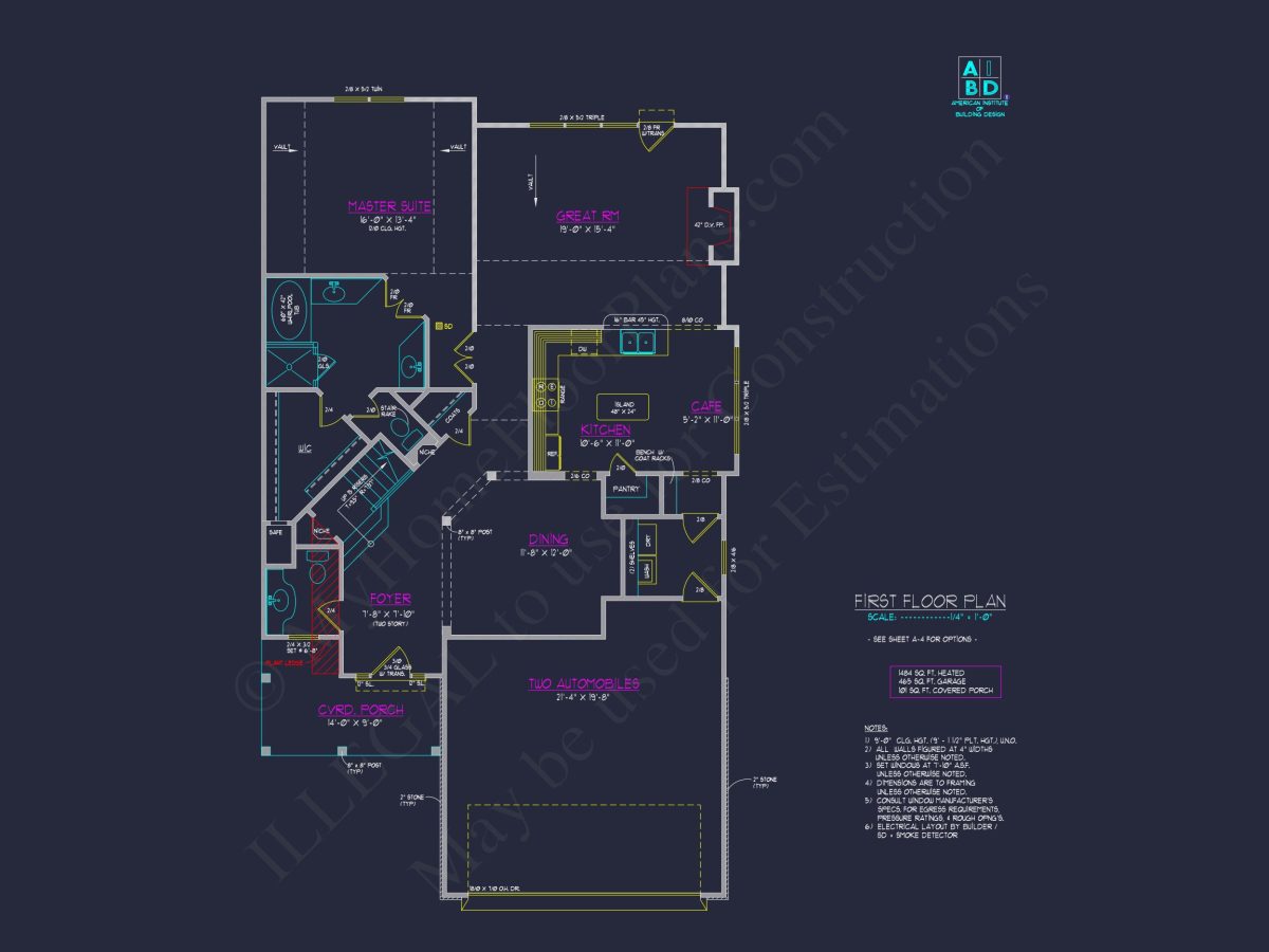 Traditional Home Plan - 3-Bed, 2.5-Bath, 1,484 SF